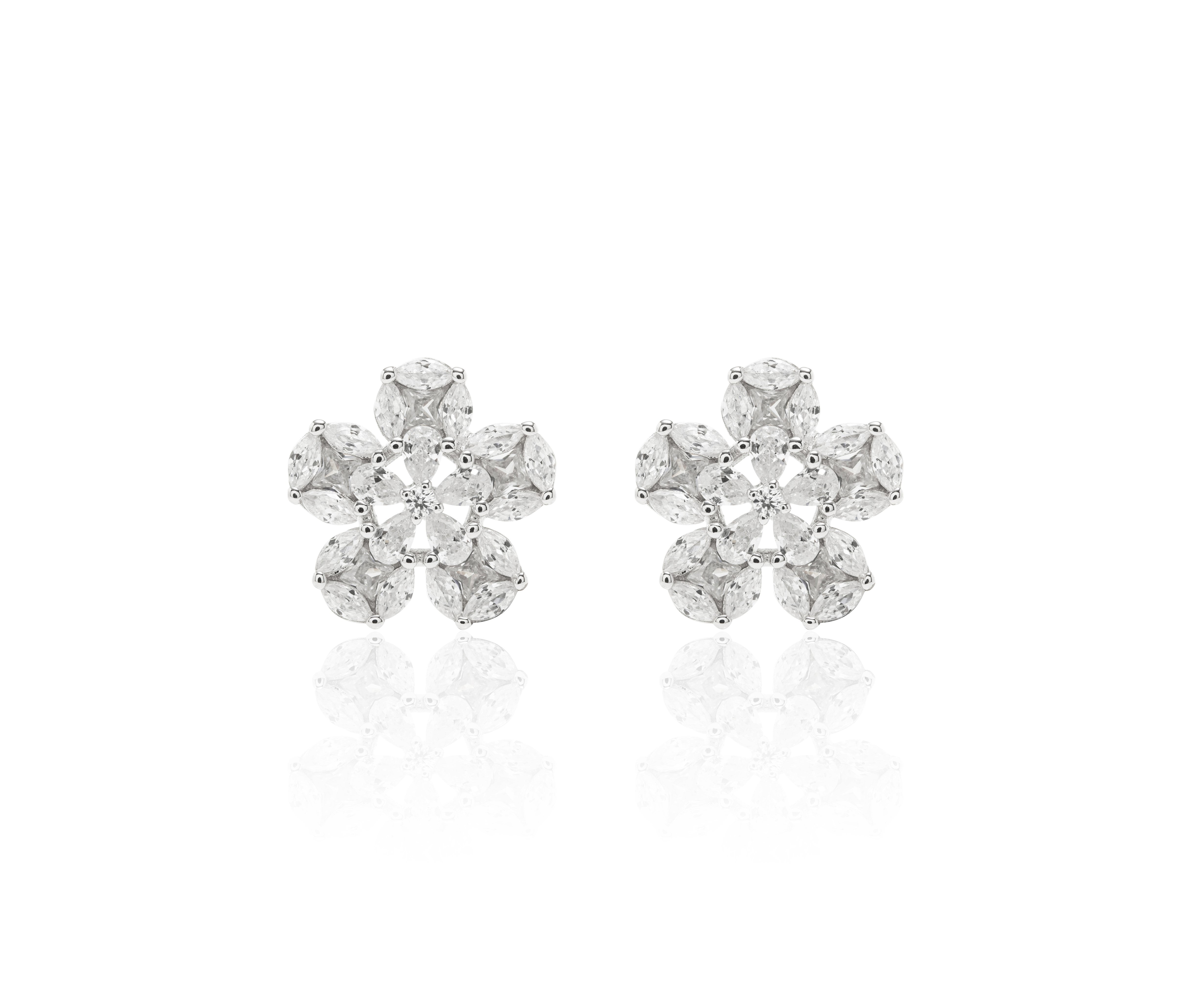 WHITE ZIRCONIA ROSE EARRING