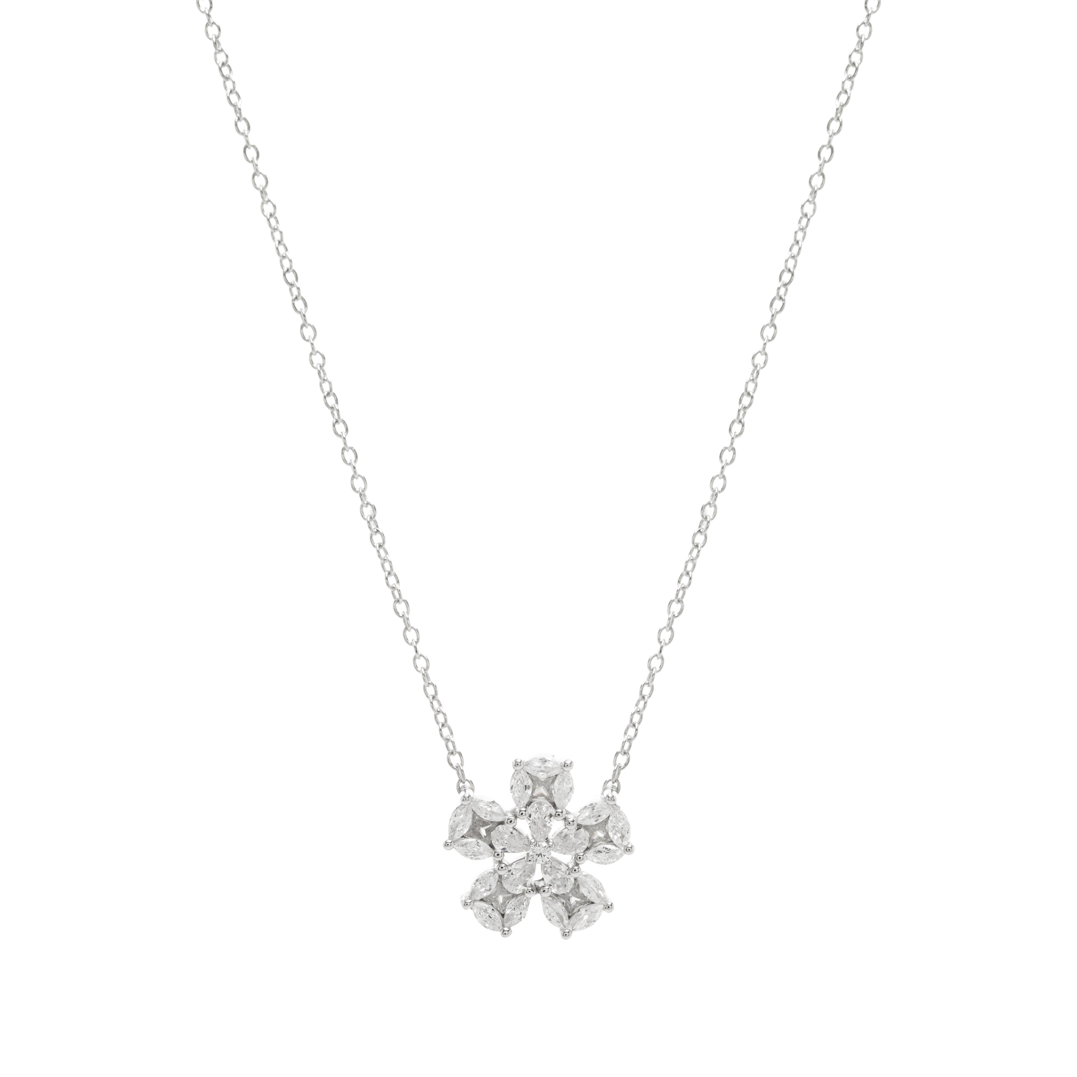 WHITE ZIRCONIA ROSE NECKLACE