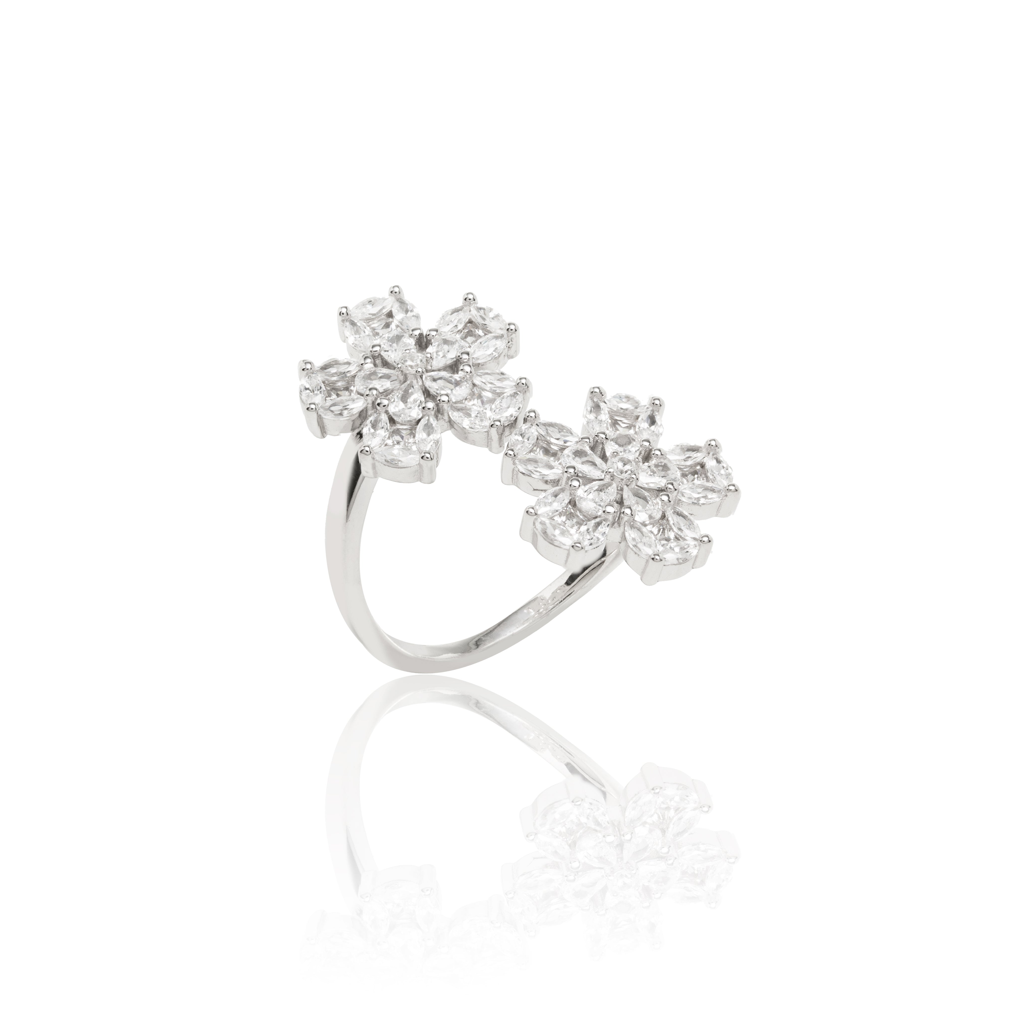 WHITE ZIRCONIA ROSE RING