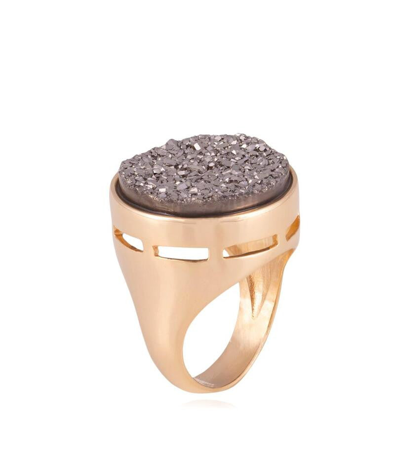 RING - GOLD PLATED - PLATINUM DRUSE