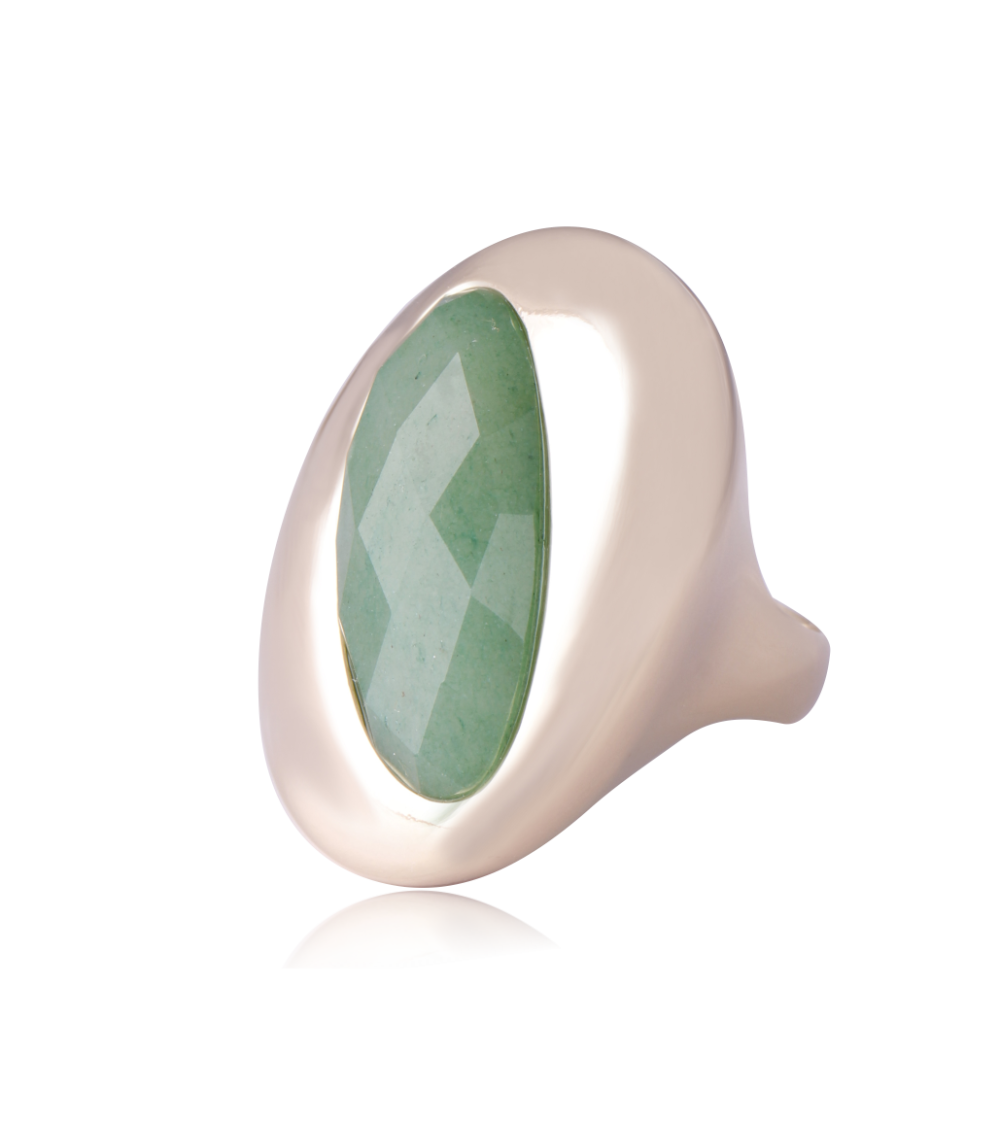 RING - GOLD PLATED - GREEN QUARTZ