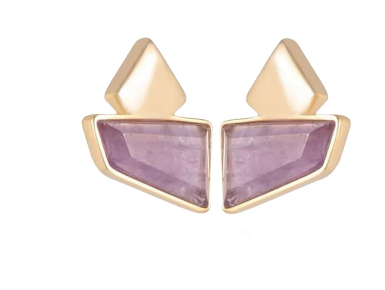 AMETHYST STONE EARRING - GOLD PLATED