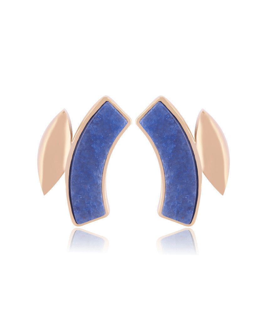 BLUE QUARTZ STONE ANIL - EARRING - GOLD PLATED