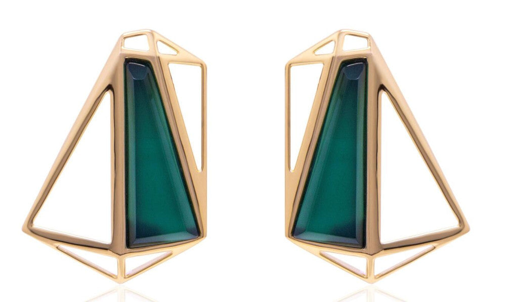 CENTRAL PARK BLISS EARRING -  GREEN AGATE