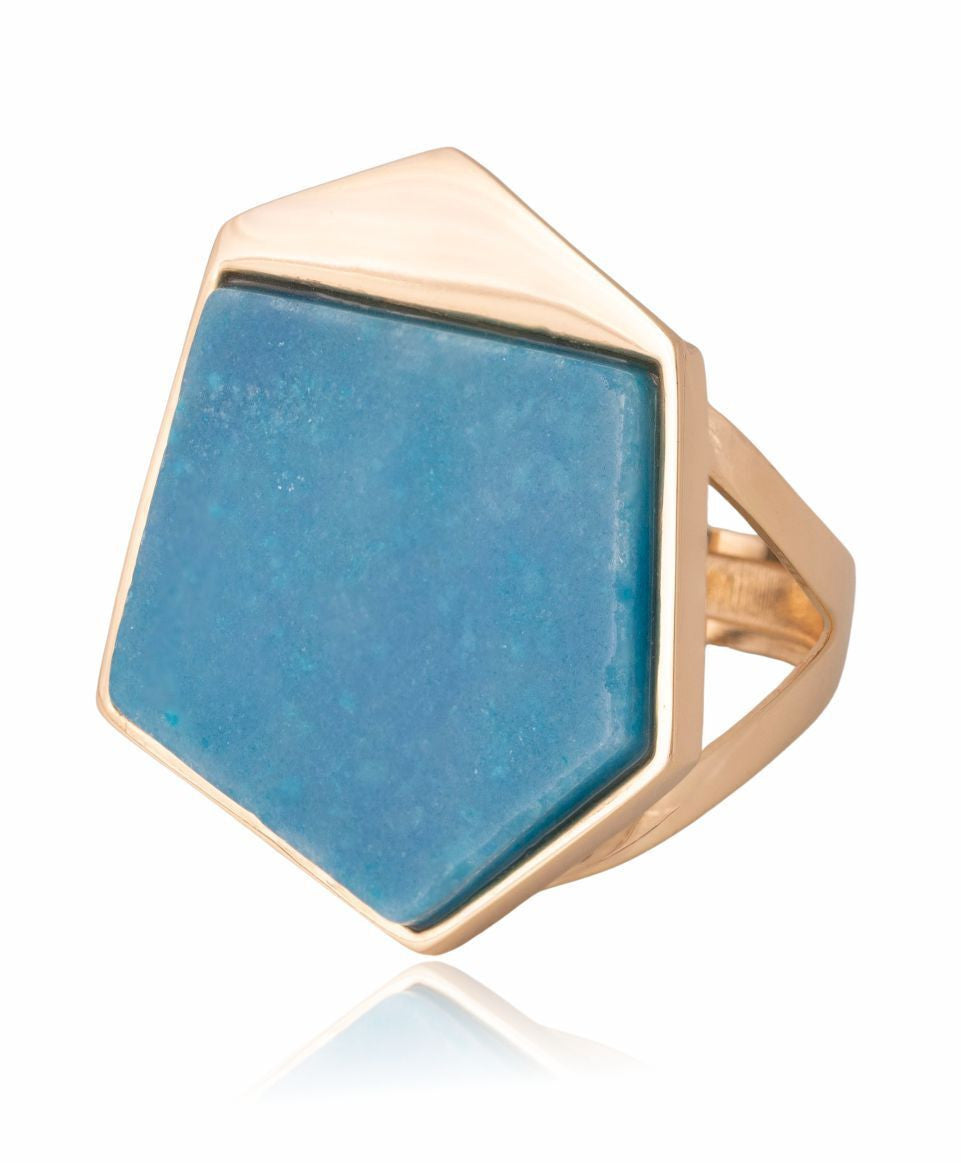 RING - GOLD PLATED - TURQUOISE QUARTZ