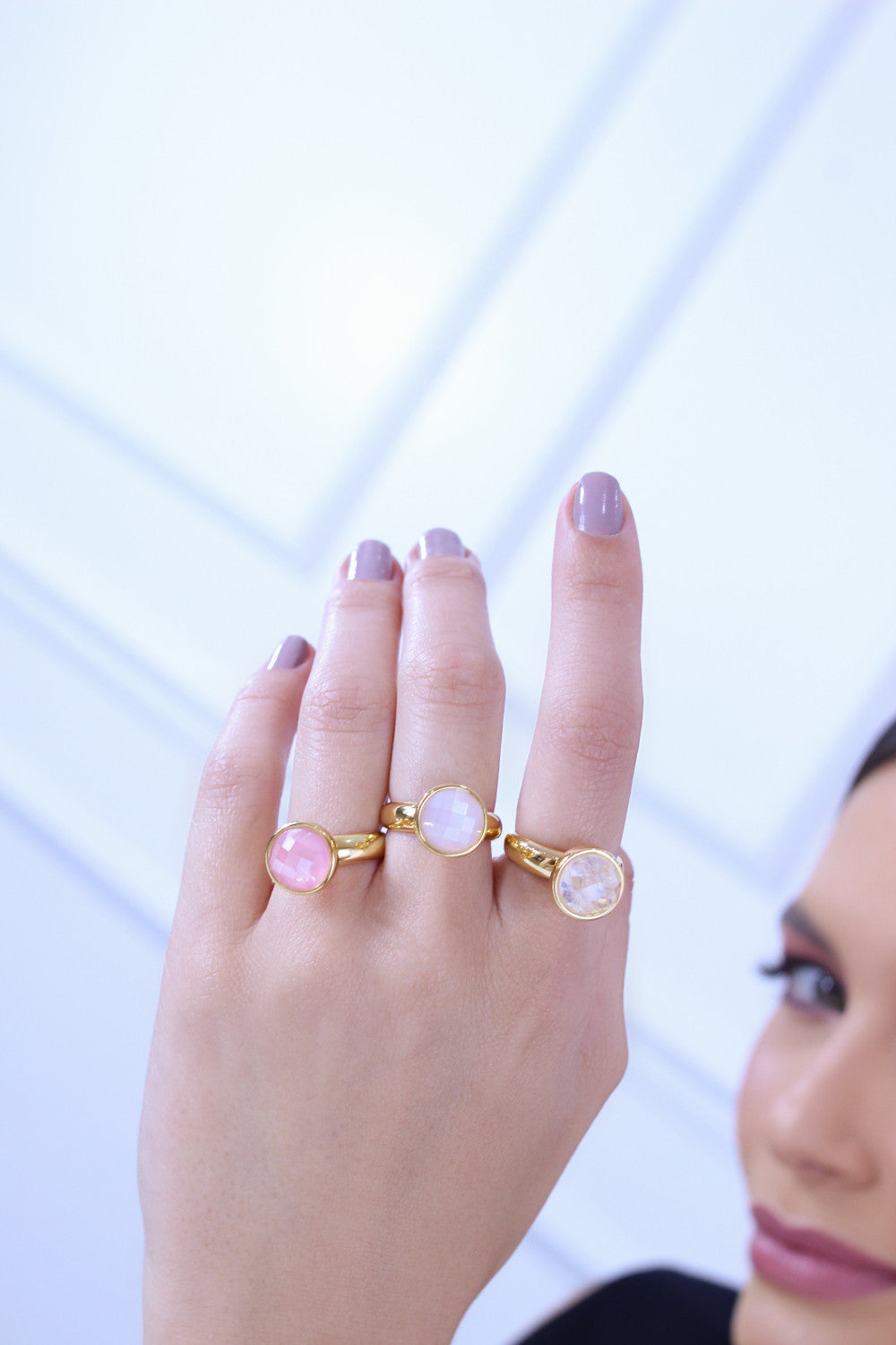 FACETED PINK QUARTZ RING