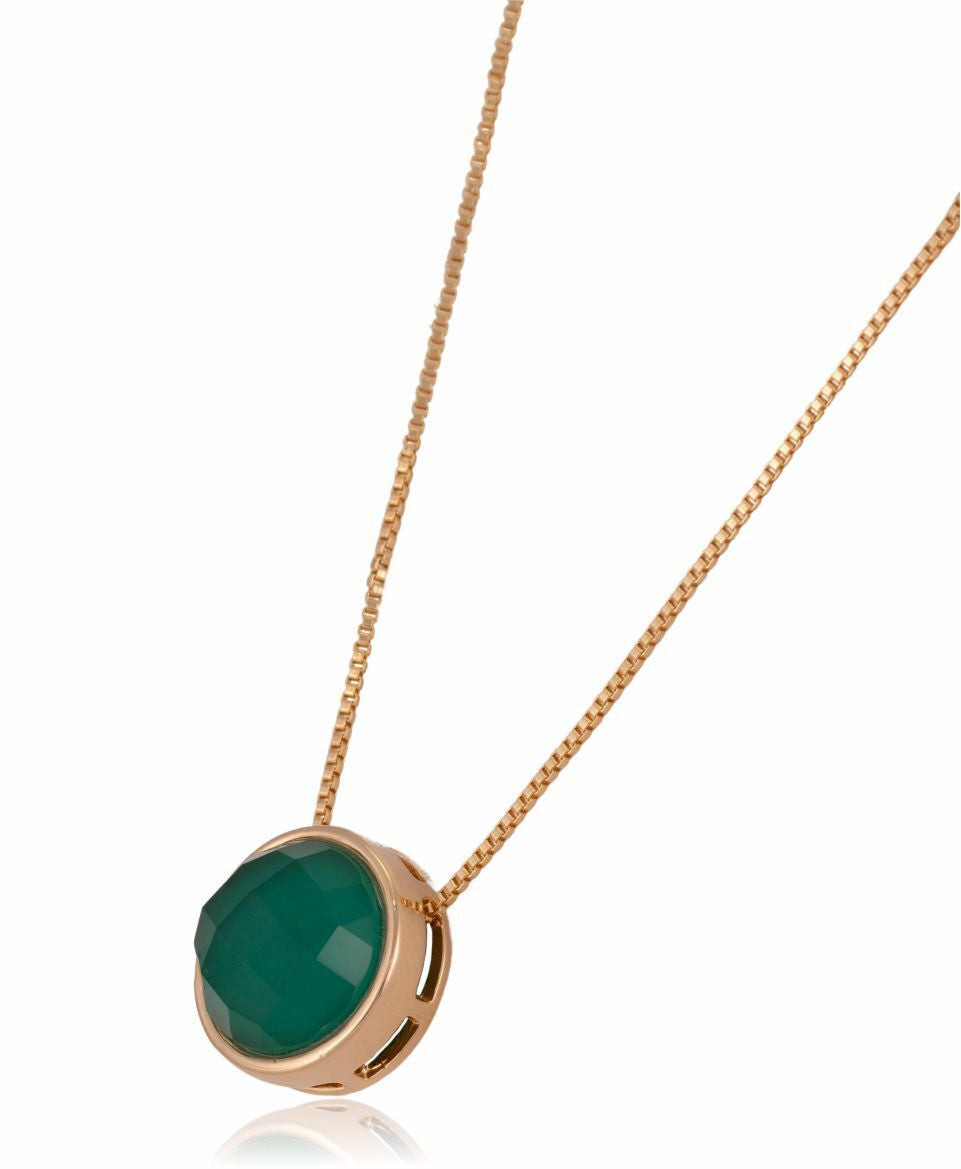 NECKLACE - GOLD PLATED - GREEN ROCK C. FLAG