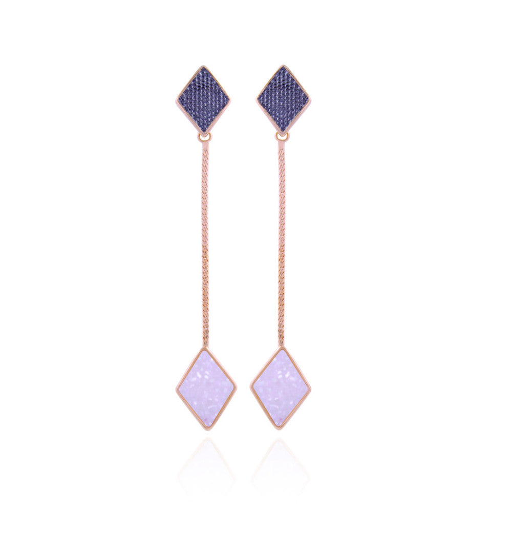 WHITE DRUSE - DIAMOND-SHAPE EARRING - GOLD PLATED