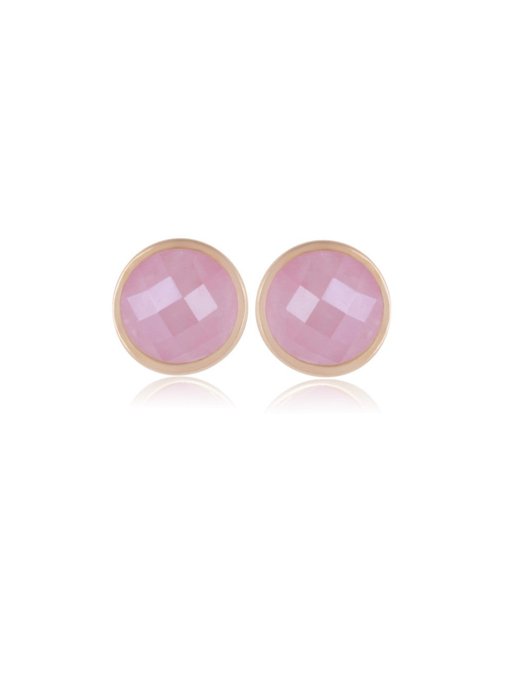 FACETED PINK QUARTZ STONE EARRING - GOLD PLATED