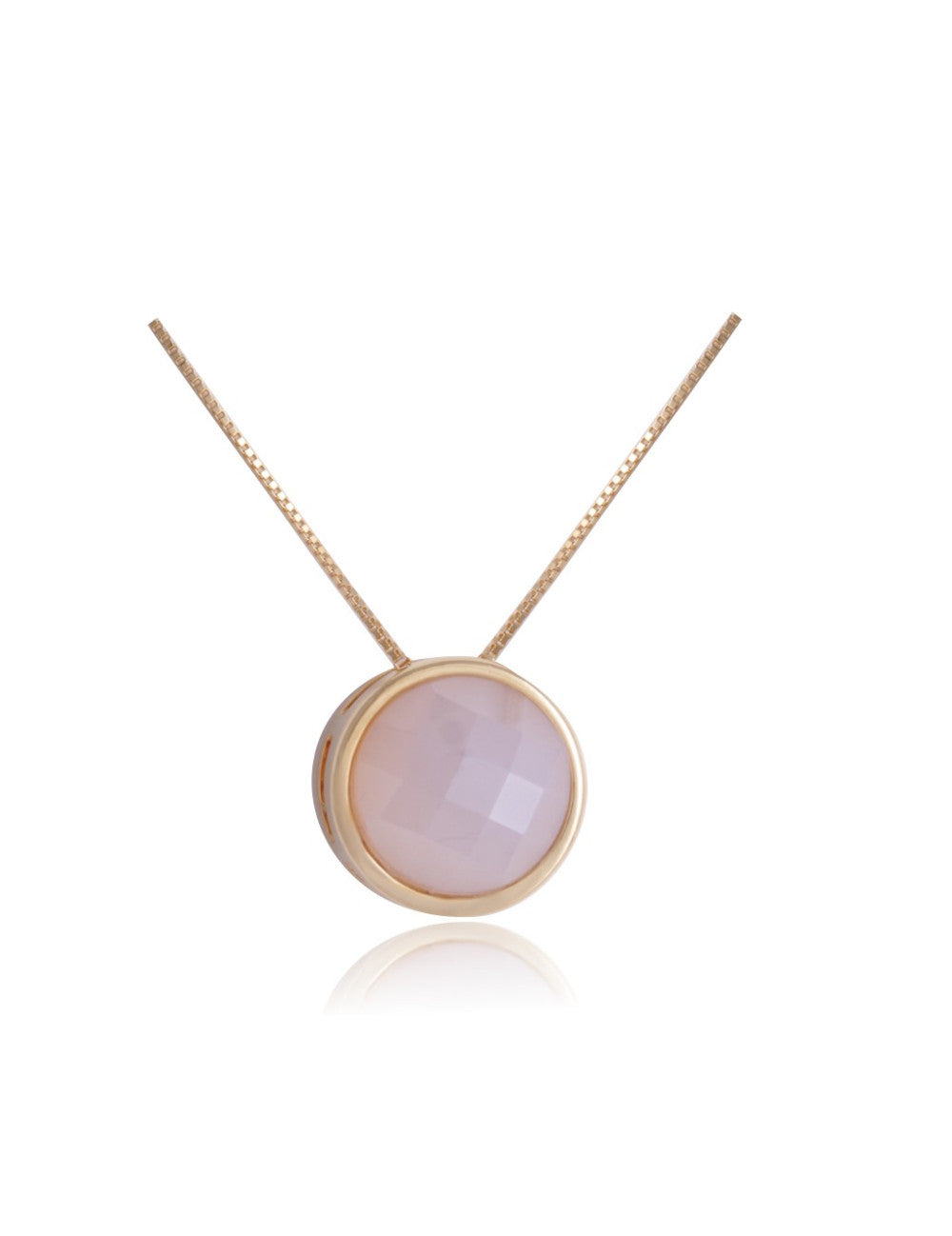 NECKLACE - GOLD PLATED - WHITE AGATE STONE