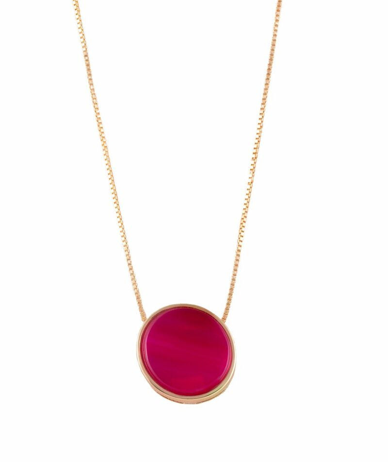 NECKLACE - GOLD PLATED - PINK AGATE