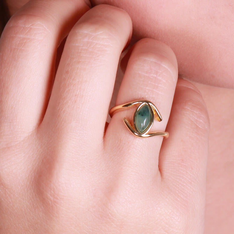 RING - GOLD PLATED - EMERALD STONE  | BRAINSTORM JEWELRY