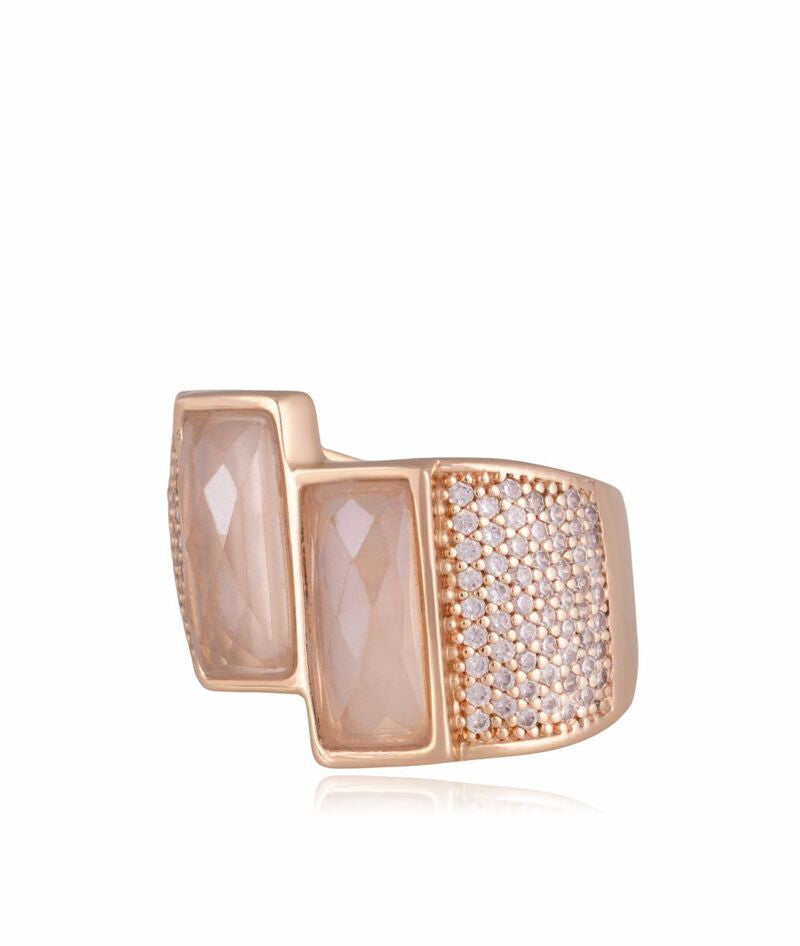 RING - GOLD PLATED - MILKY QTZO PER.