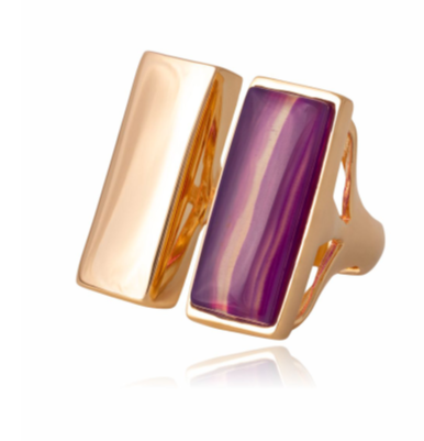 RING - GOLD PLATED - PURPLE AGATE