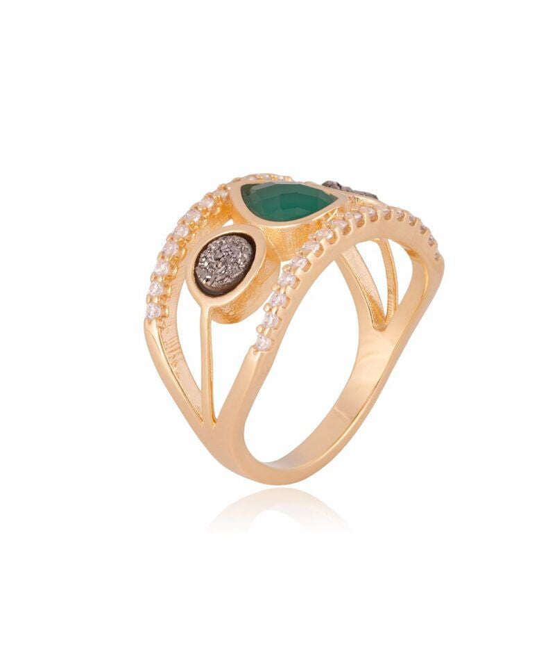 RING - GOLD PLATED - COLORFUL