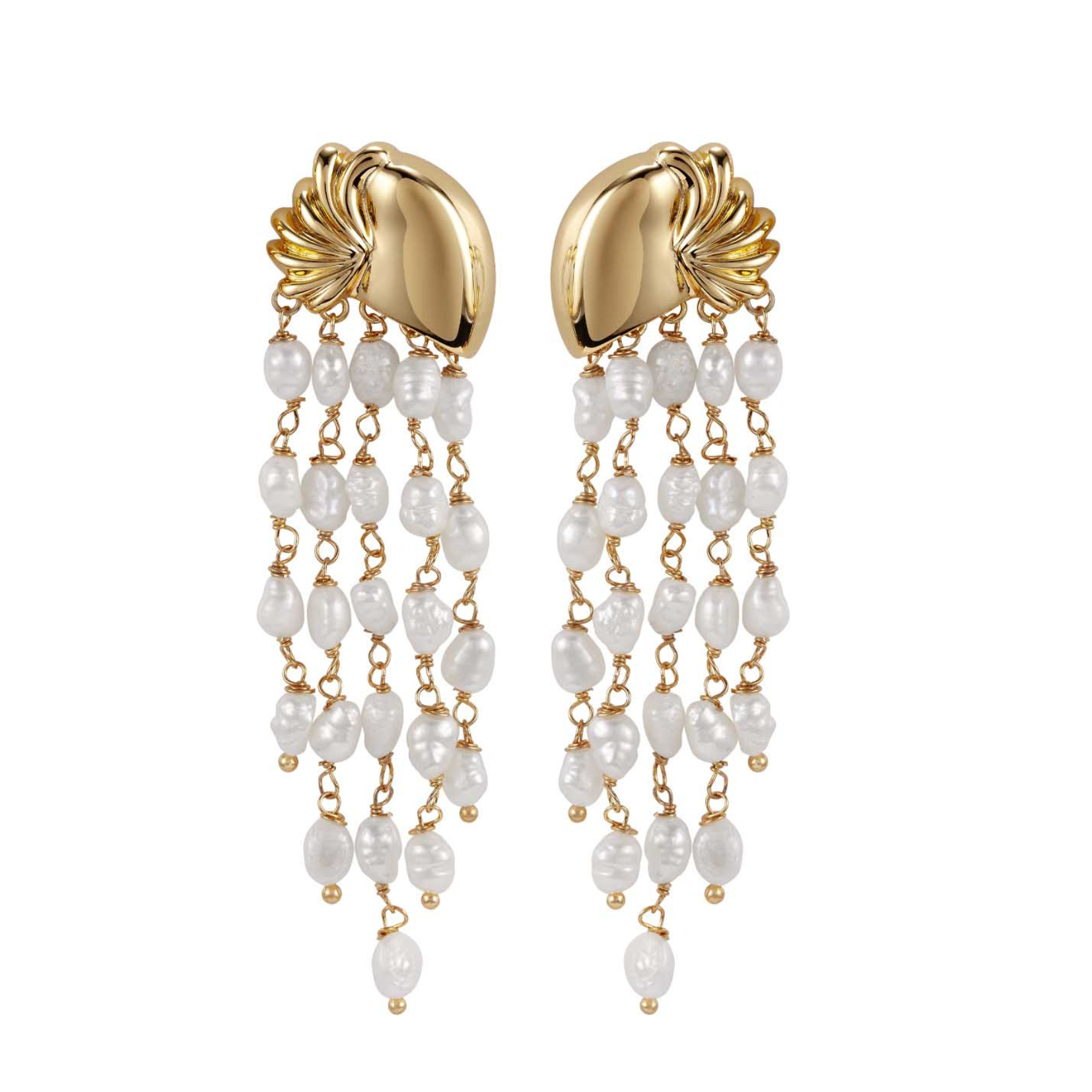 OCEANE PEARL CASCADE EARRINGS | 18K GOLD PLATED | ORGANIC MOTION COLLECTION | BRAINSTORM JEWELRY