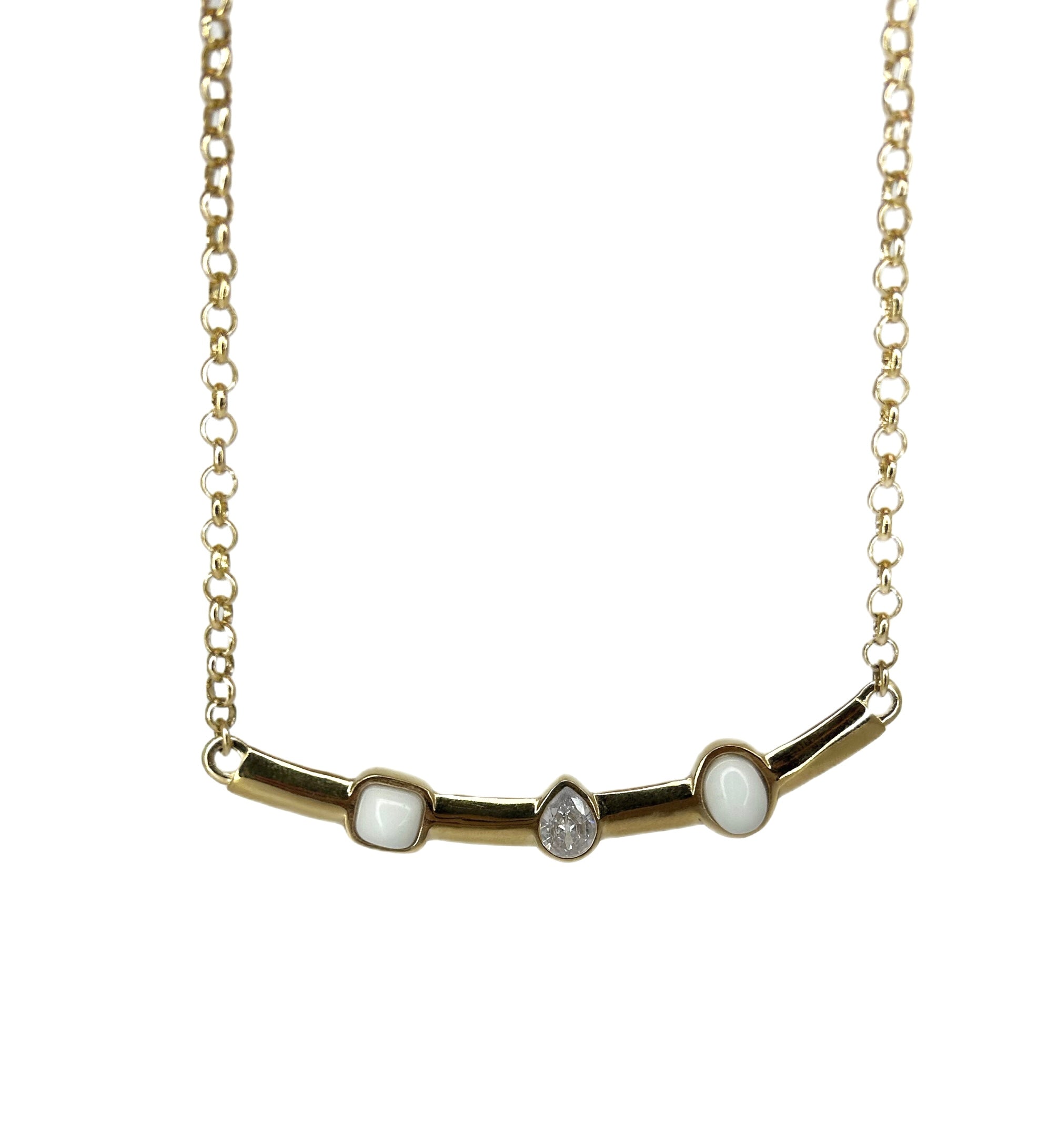 BLACK FRIDAY - NECKLACE VEENER GOLD- WHITE PORCELAIN AND ZIRCONIA