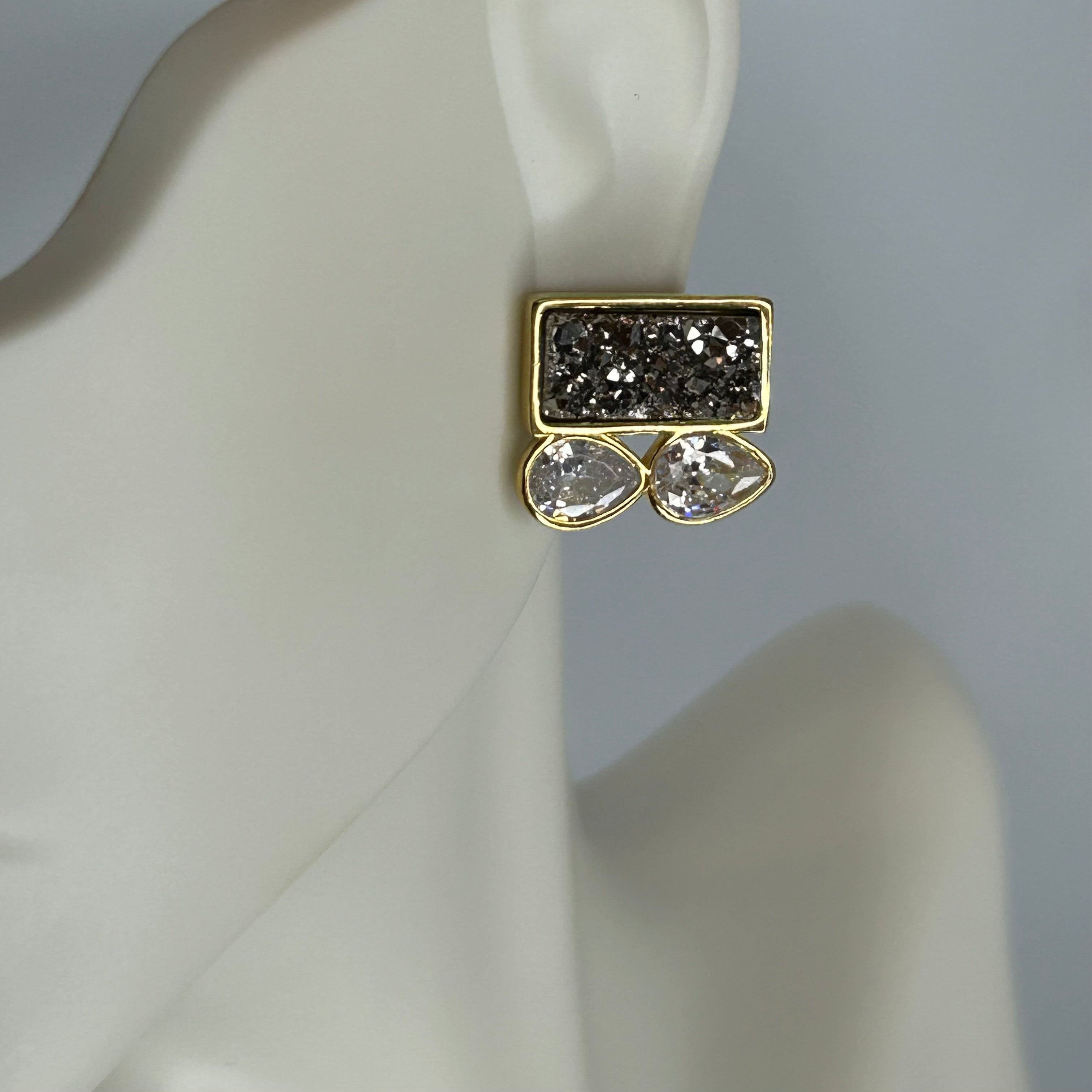 BLACK FRIDAY - PLATINUM DRUSE EARRING - GOLD PLATED