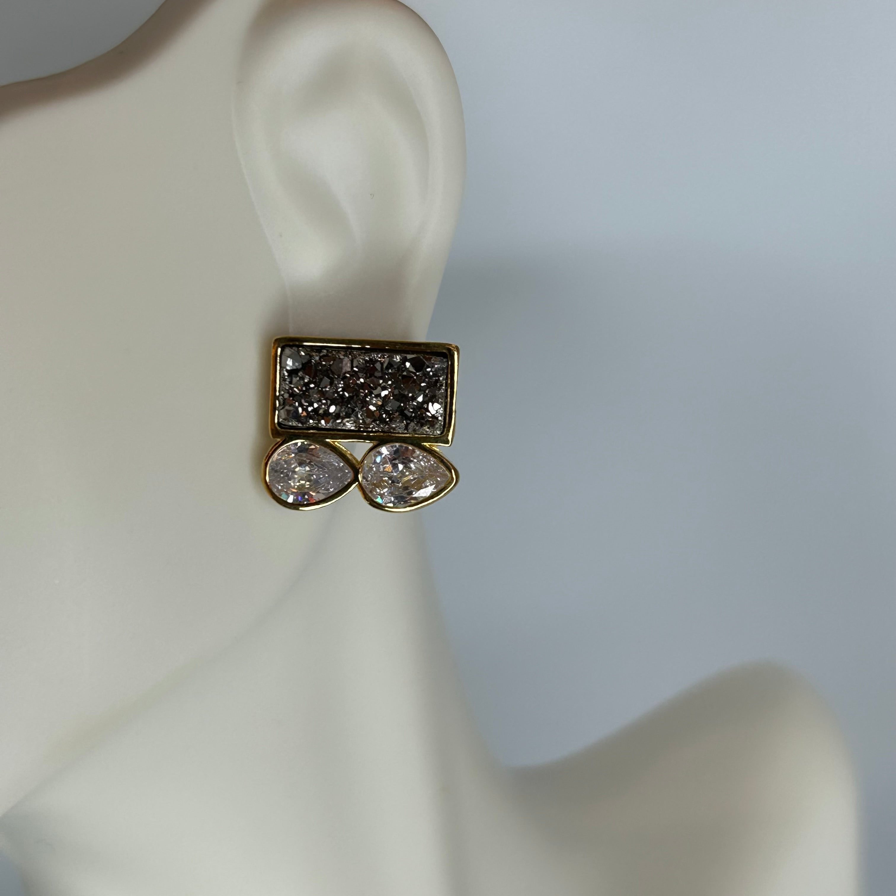 PLATINUM DRUSE EARRING - GOLD PLATED