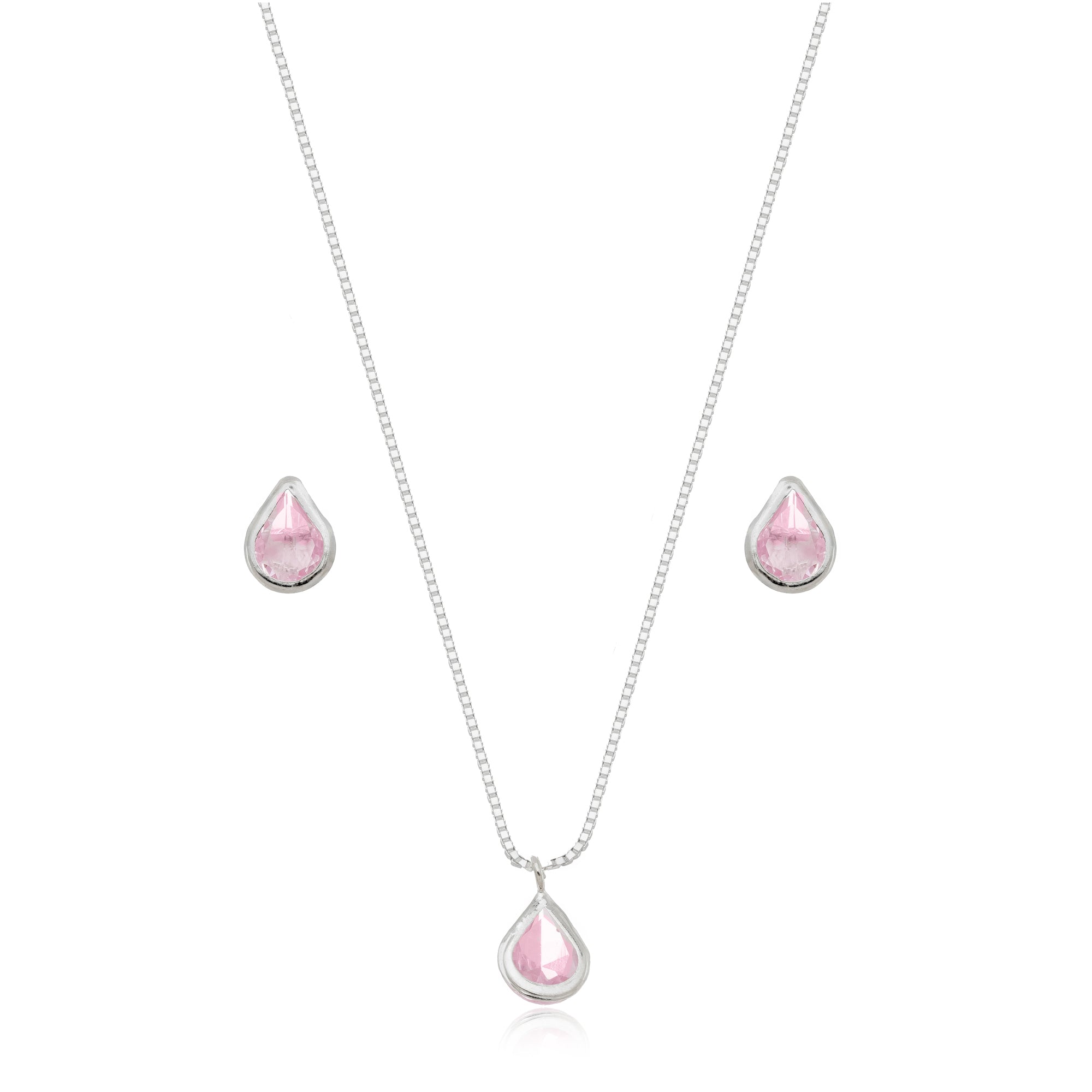 SET PINK ZIRCONIA DROP | SILVER | ETERNAL LOVE COLLECTION | BRAINSTORM JEWELRY