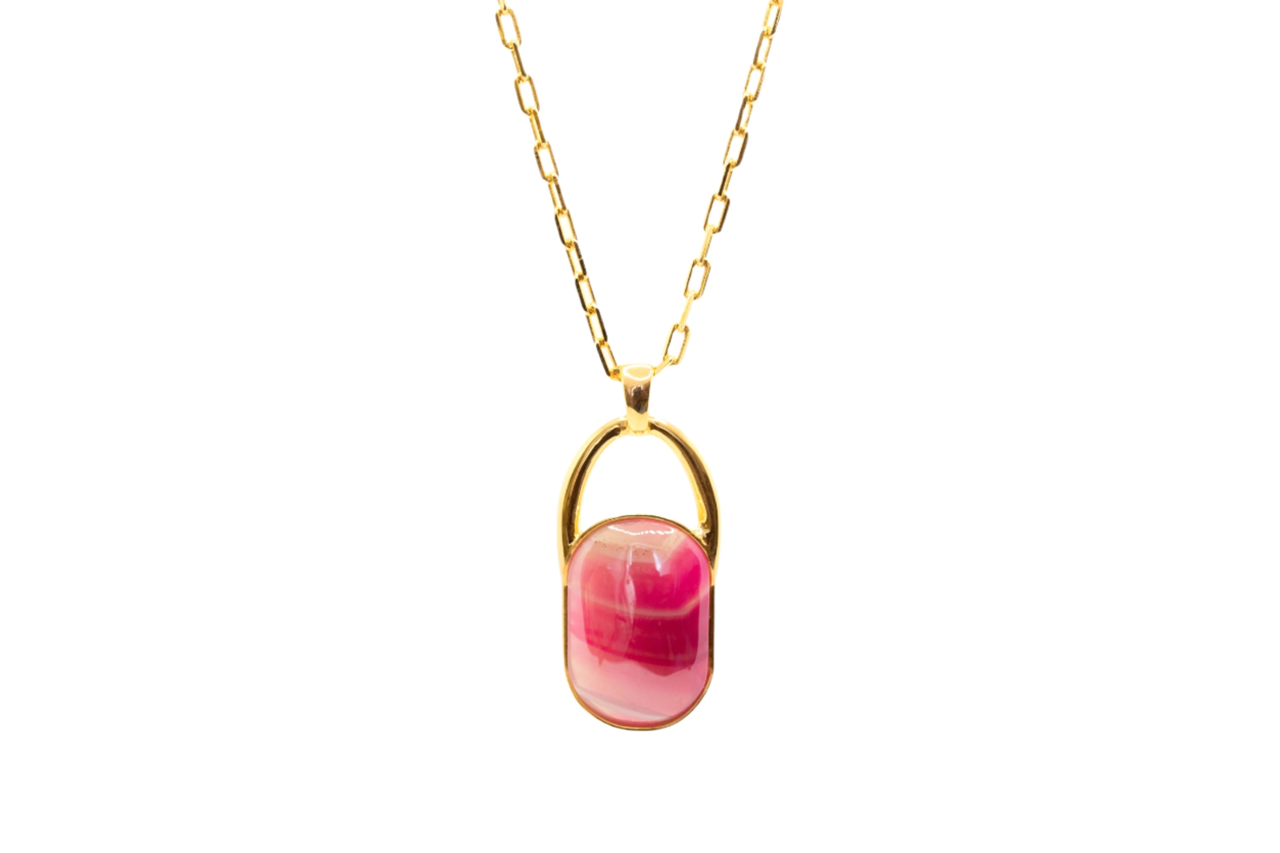 NECKLACE- PINK STRIPED AGATE