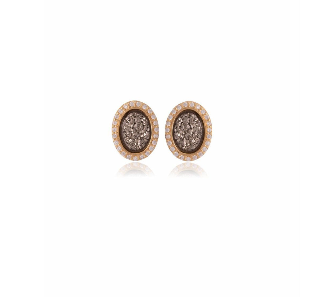 PLATINUM DRUSE STONE EARRING - GOLD PLATED (Copy)