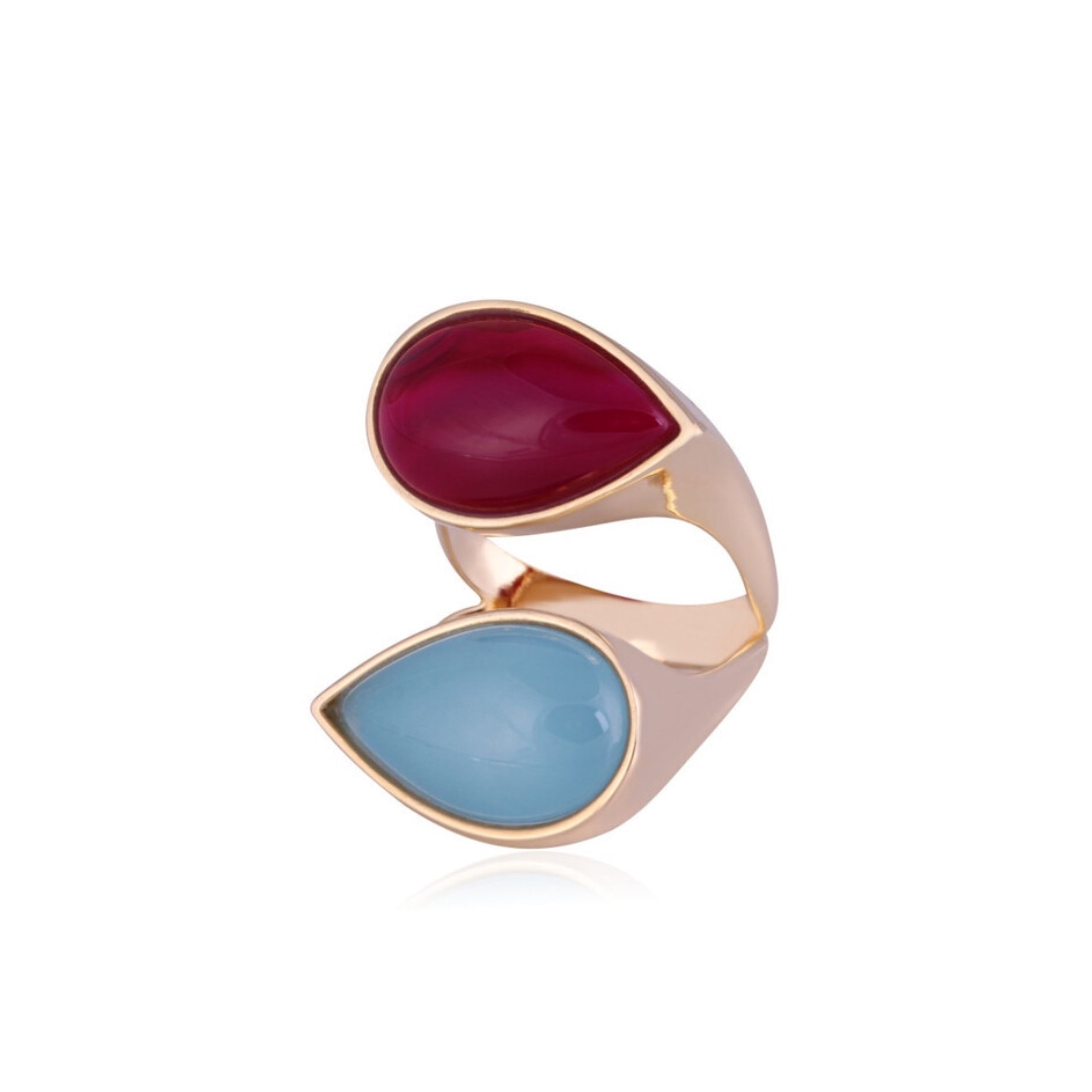 RING - Natural Cherry Agate and a Light Blue Agate stone