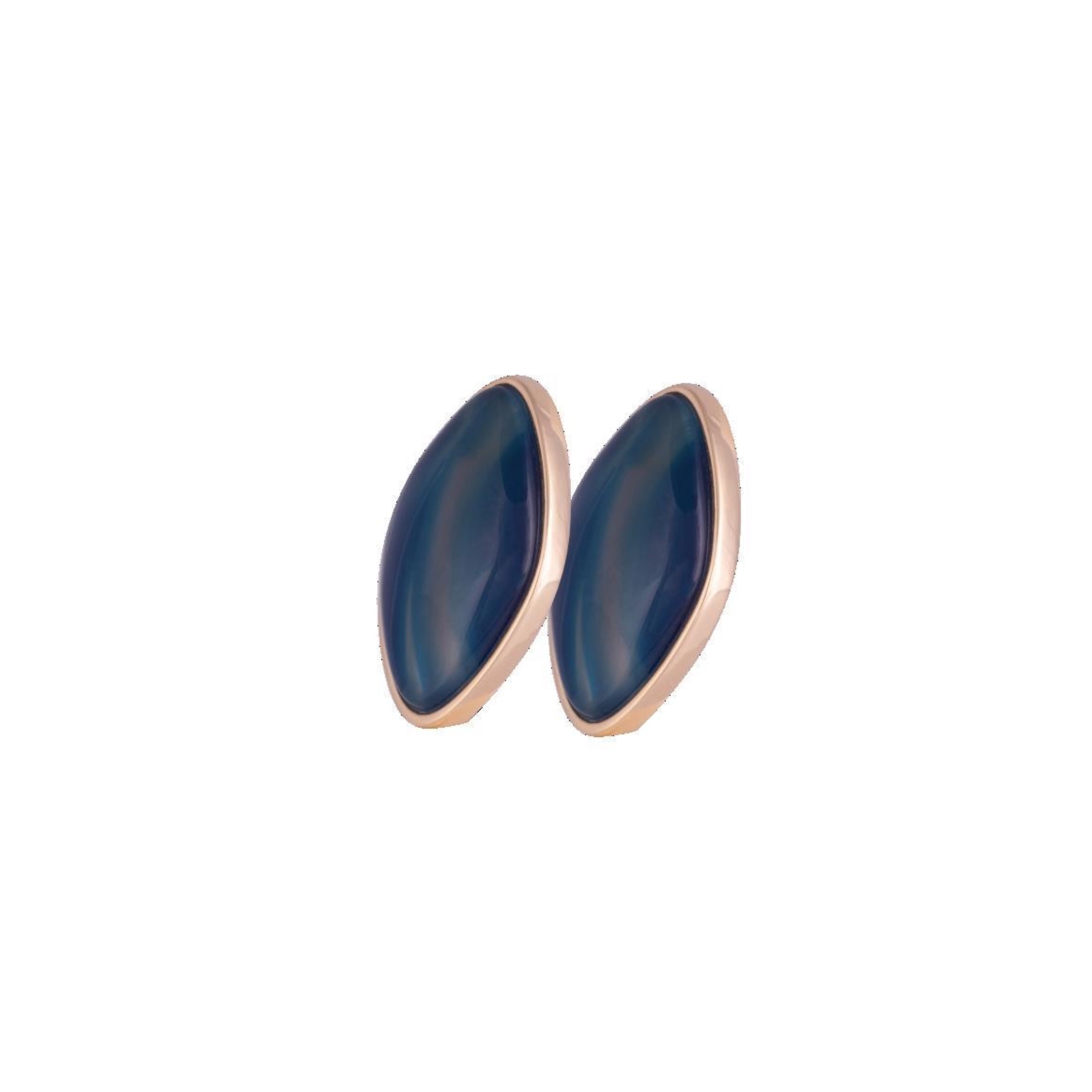 BLUE BIC STRIPED AGATE WITH FRINGE OPTION EARRING - GOLD PLATED