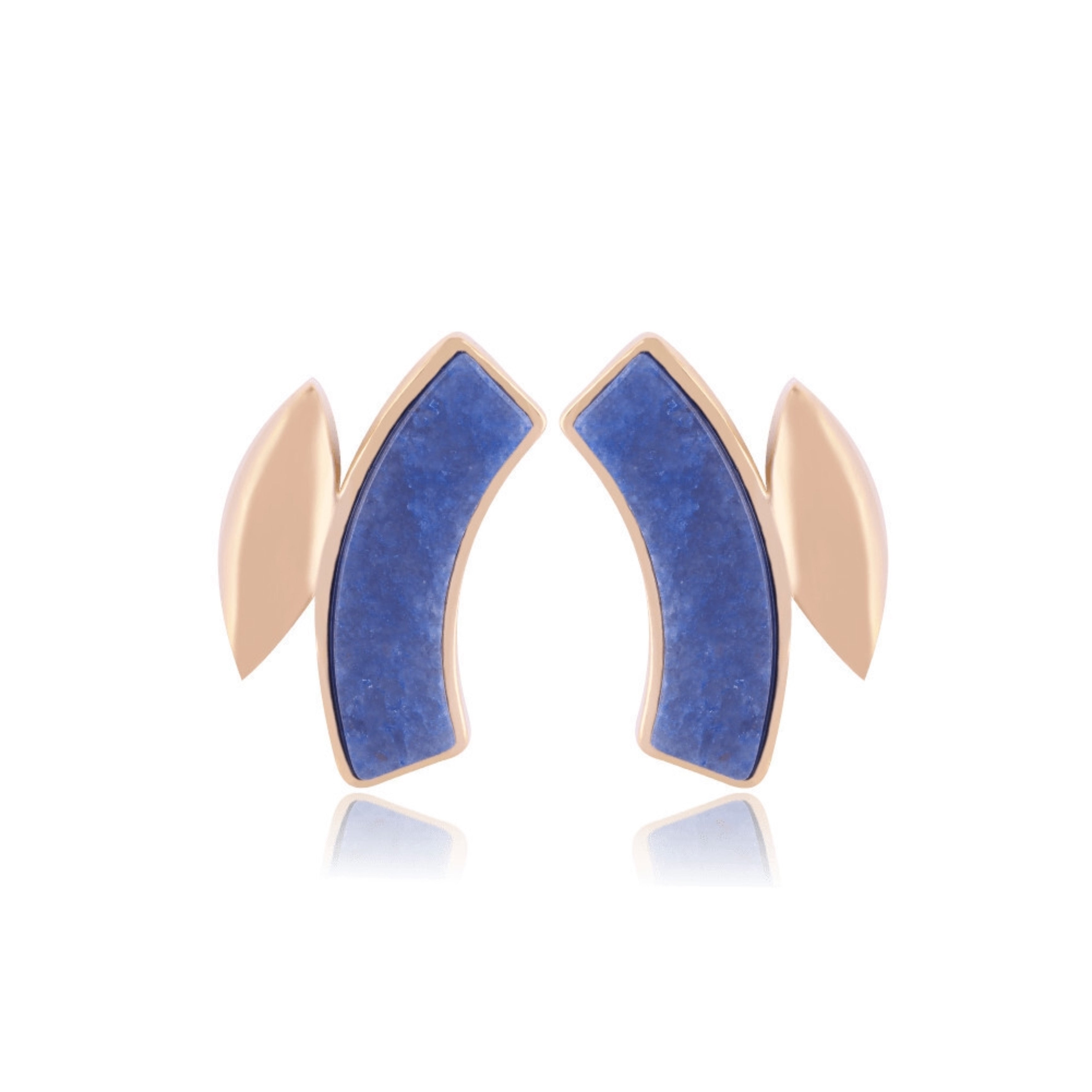 BLUE ANIL QUARTZ STON EARRING - GOLD PLATED