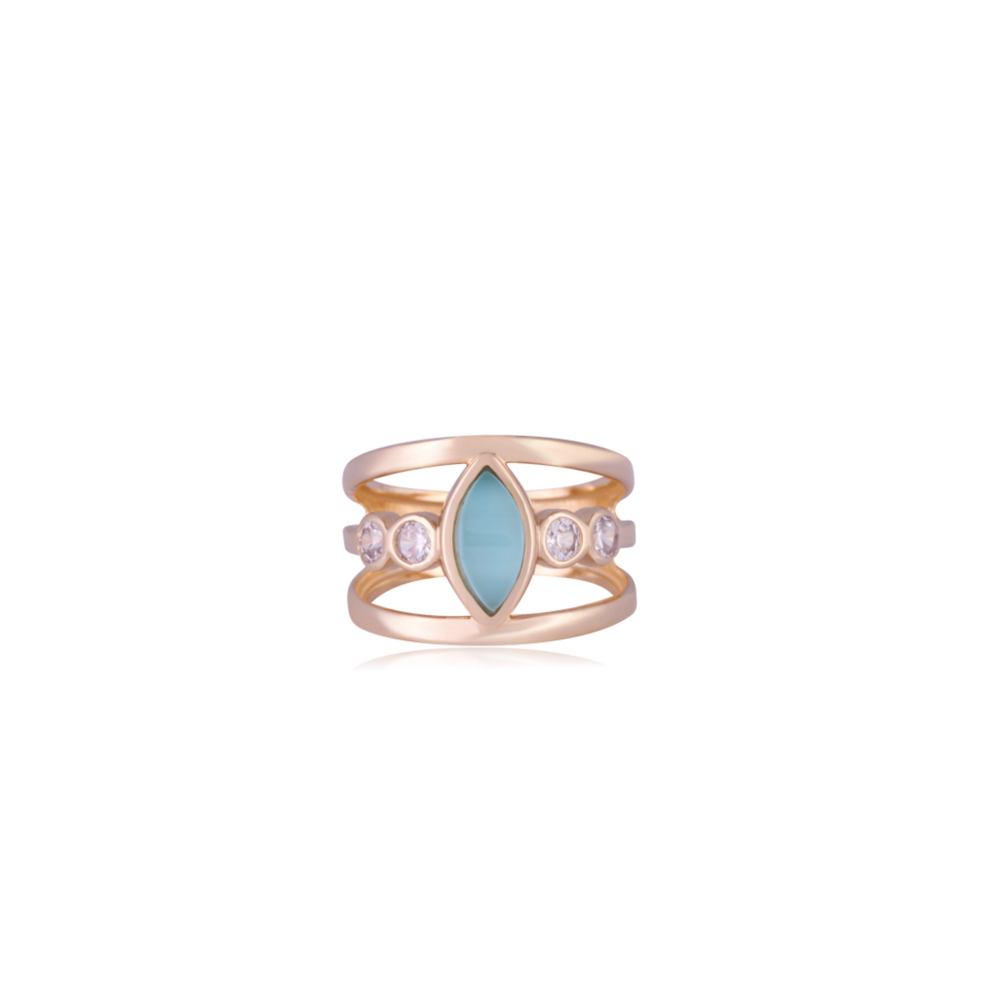 SKY BLUE AGATE RING - GOLD PLATED