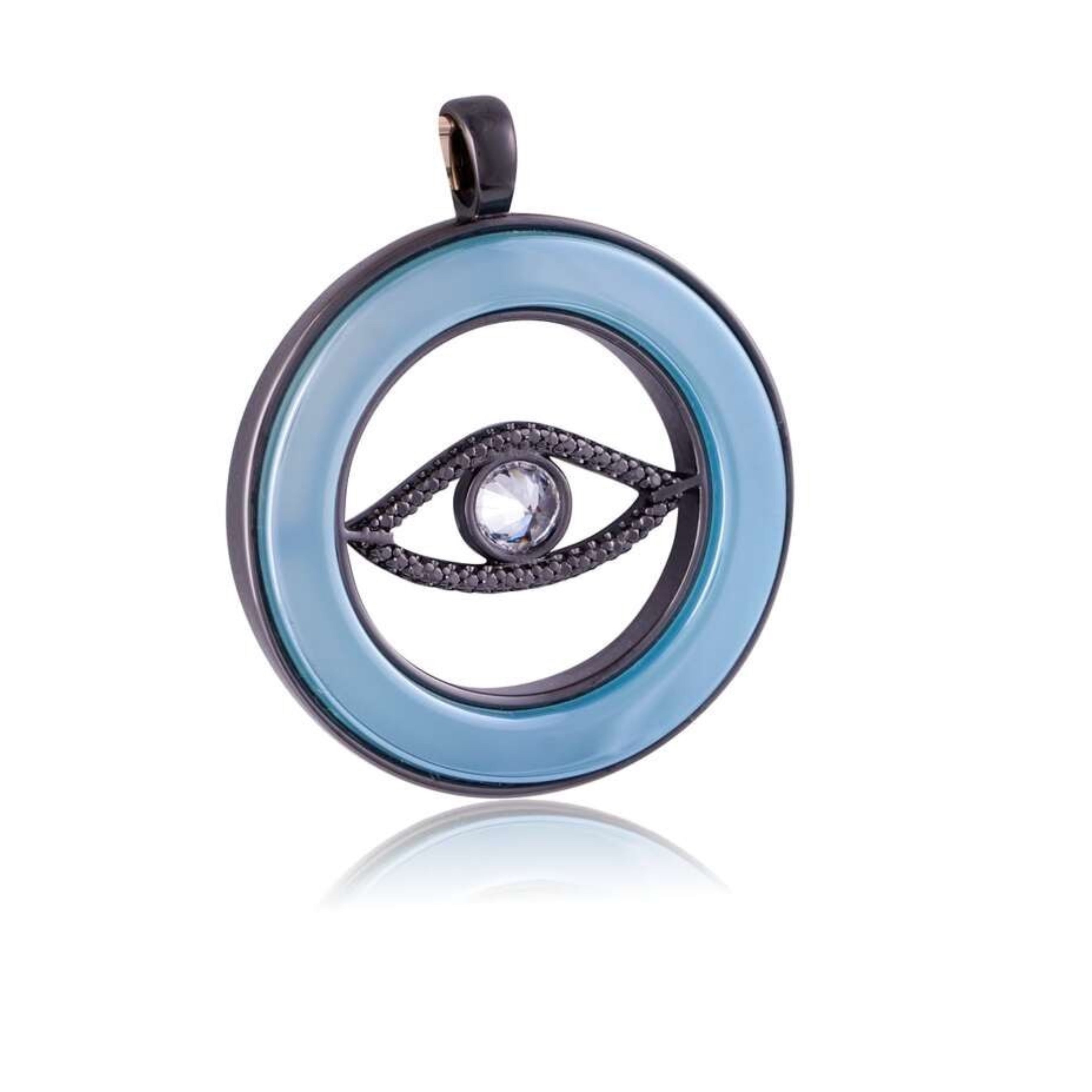 PENDANT - BLACK METALLIZATION - ZIRCONIA/BLUE AGATE