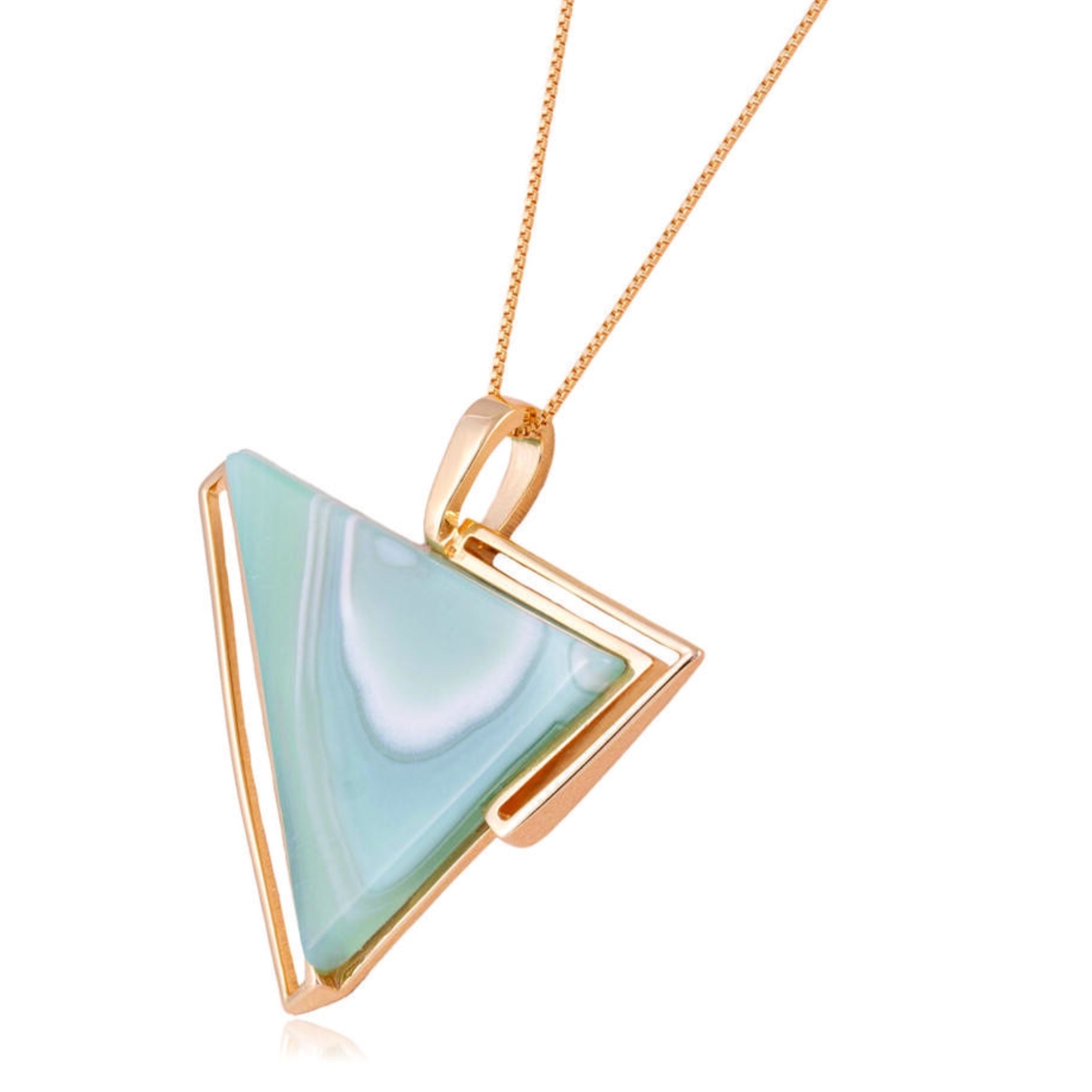 STRIPED SKY BLUE AGATE NECKLACE - GOLD PLATED