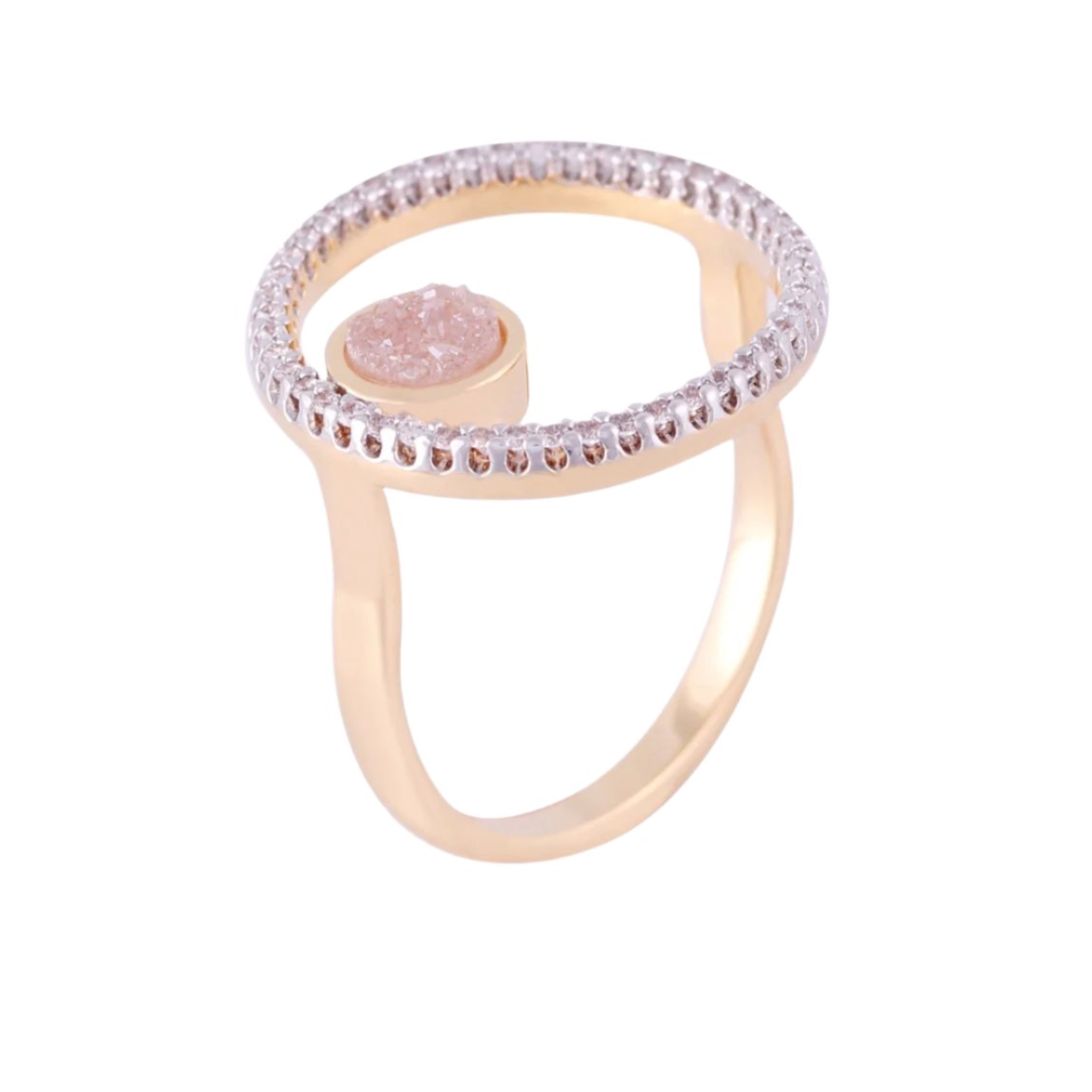 WHITE DRUSE AND ZIRCONIA - Gold-Plated/White gold /Rhodium - RING