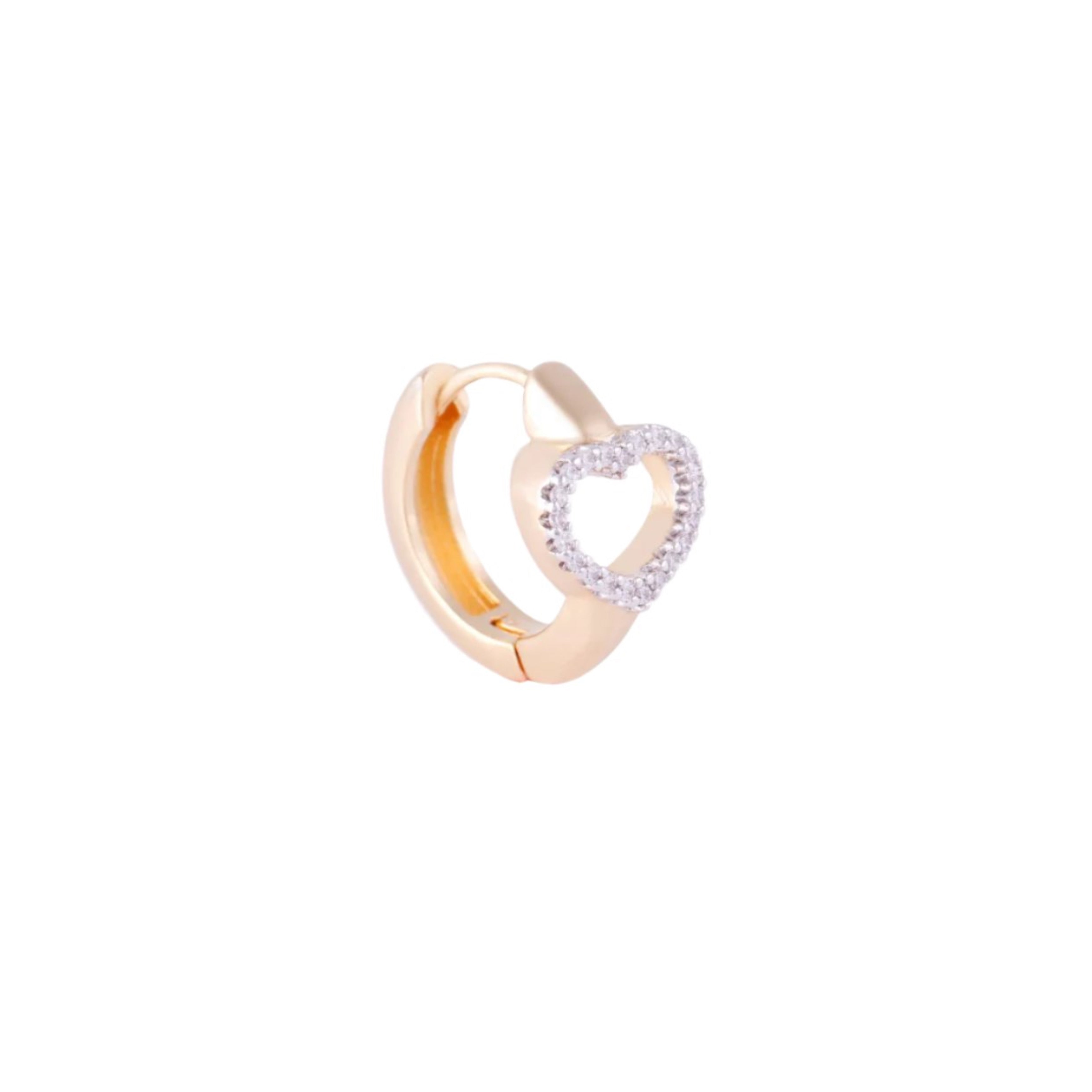 WHITE RHODIUM AND ZIRCONIA HEART - GOLD-PLATED EARRINGS