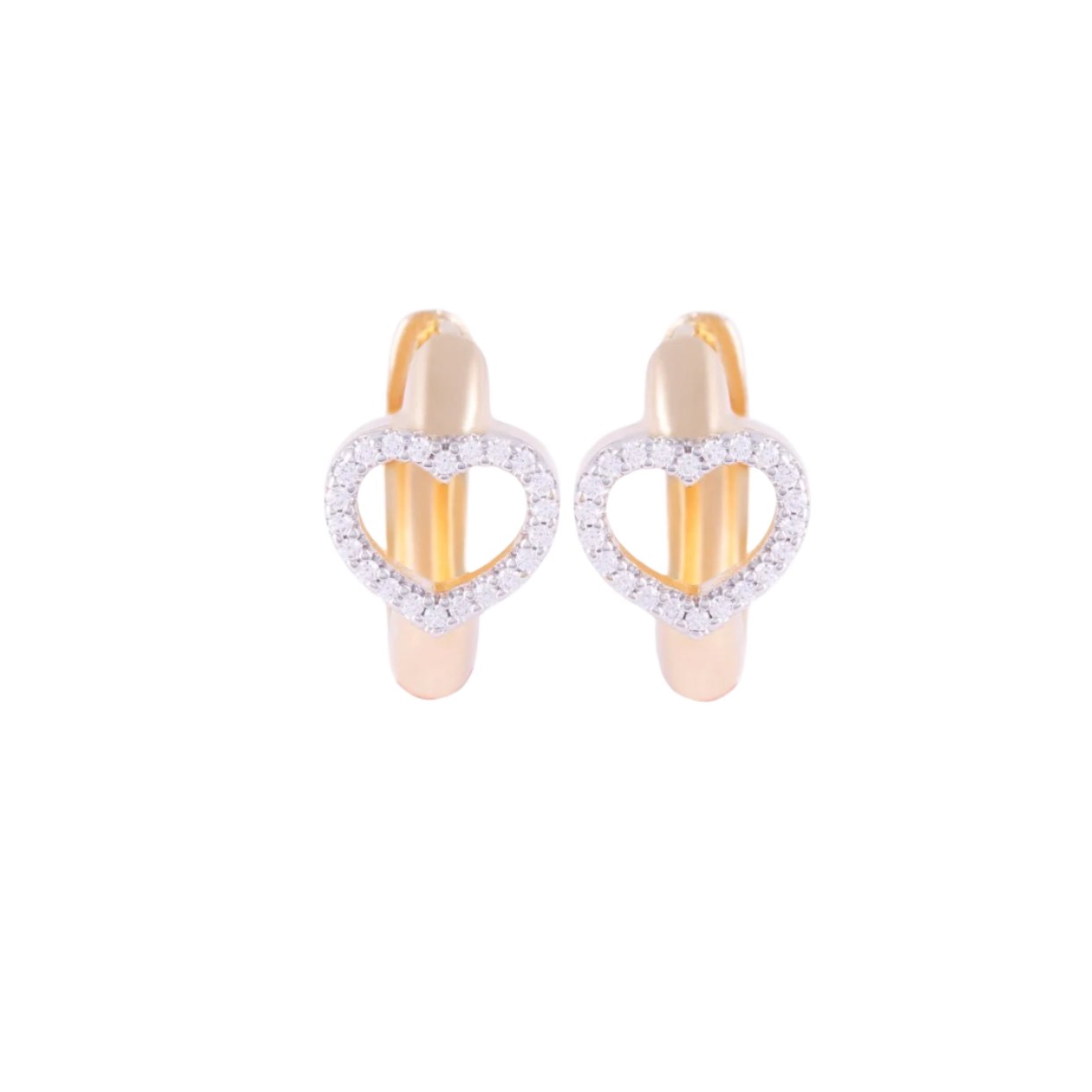 WHITE RHODIUM AND ZIRCONIA HEART - GOLD-PLATED EARRINGS