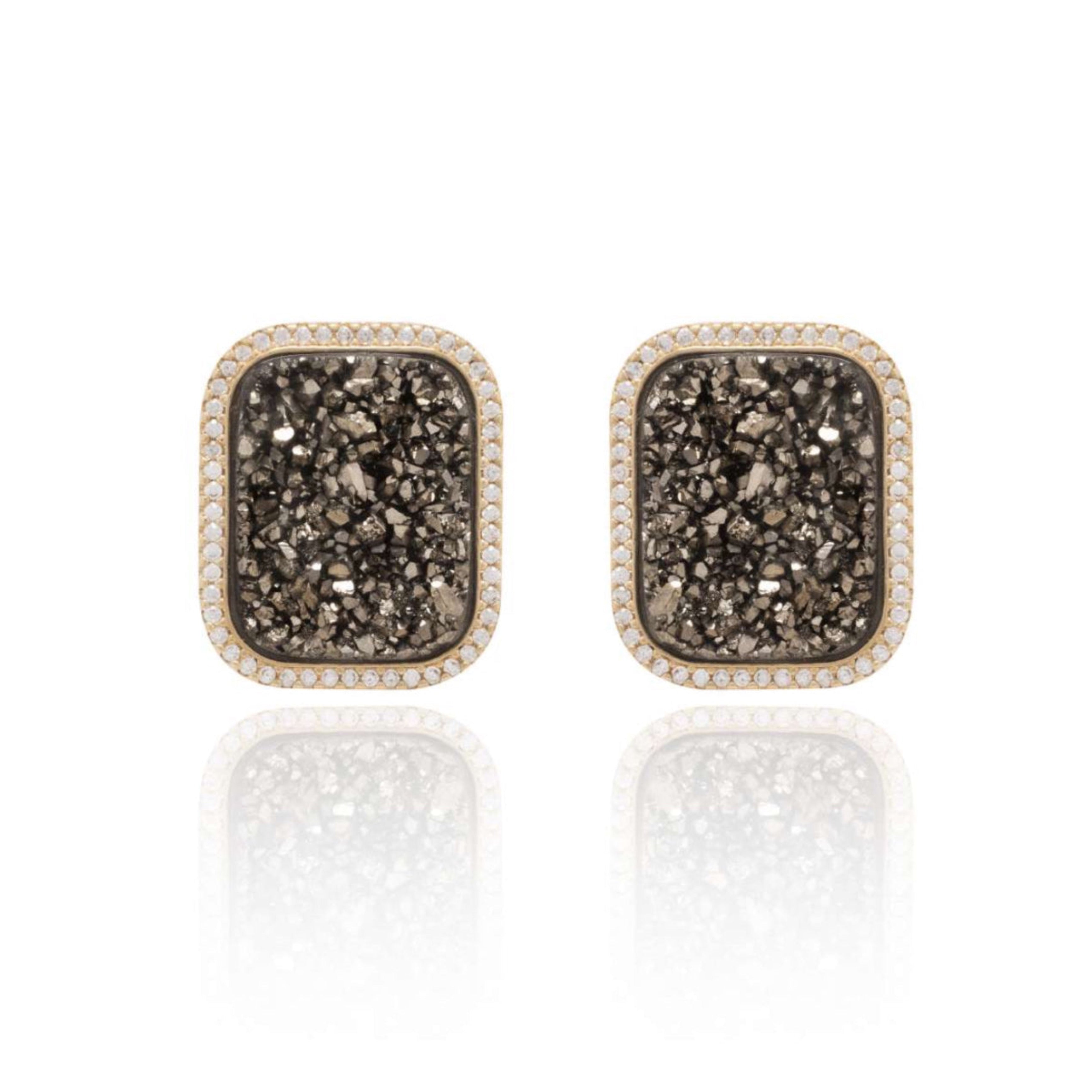 PLATINUM DRUSE EARRING- GOLD PLATED