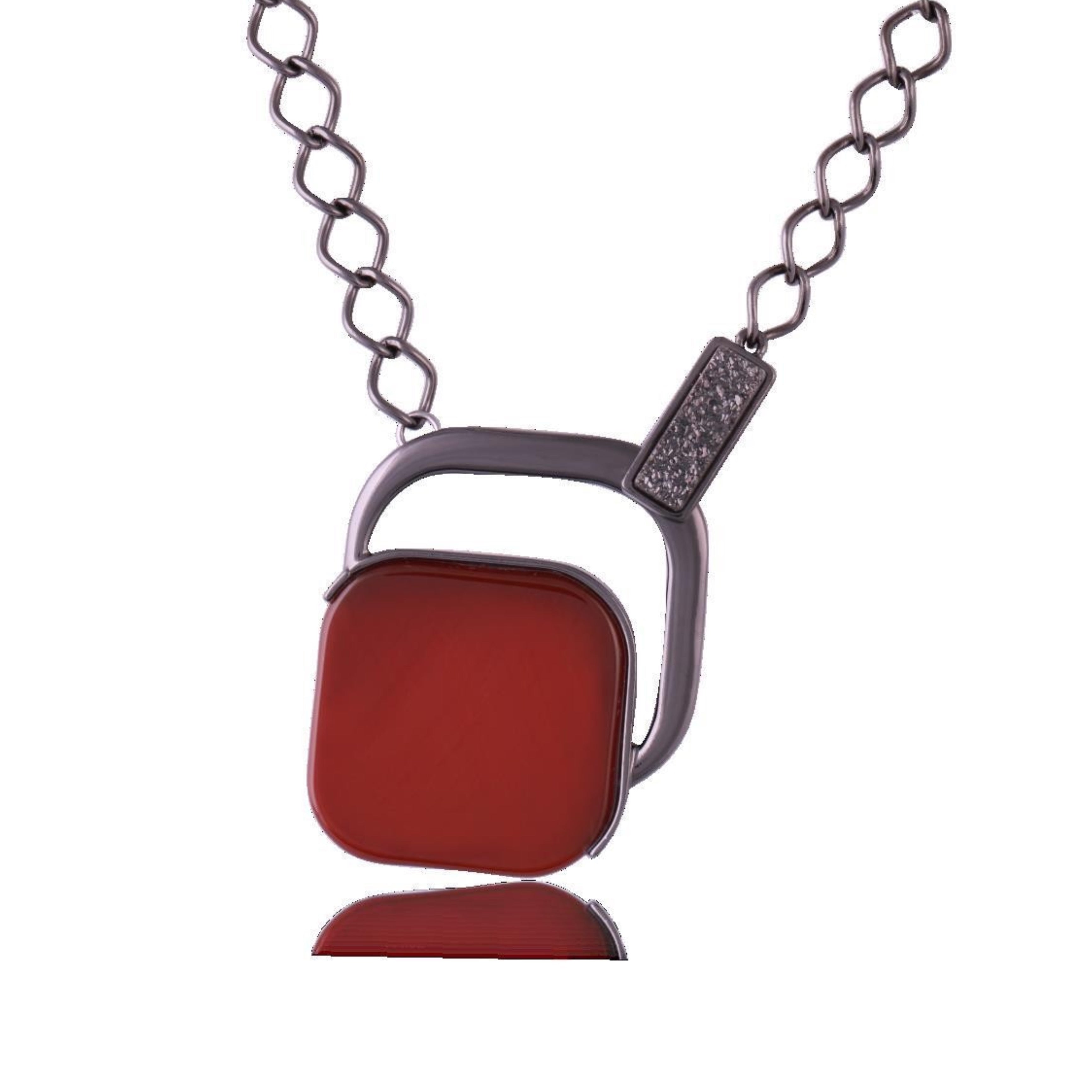 NOHO ELEGANCE NECKLACE - BLACK METALLIZATION PEARLIZED RED AGATE STONE