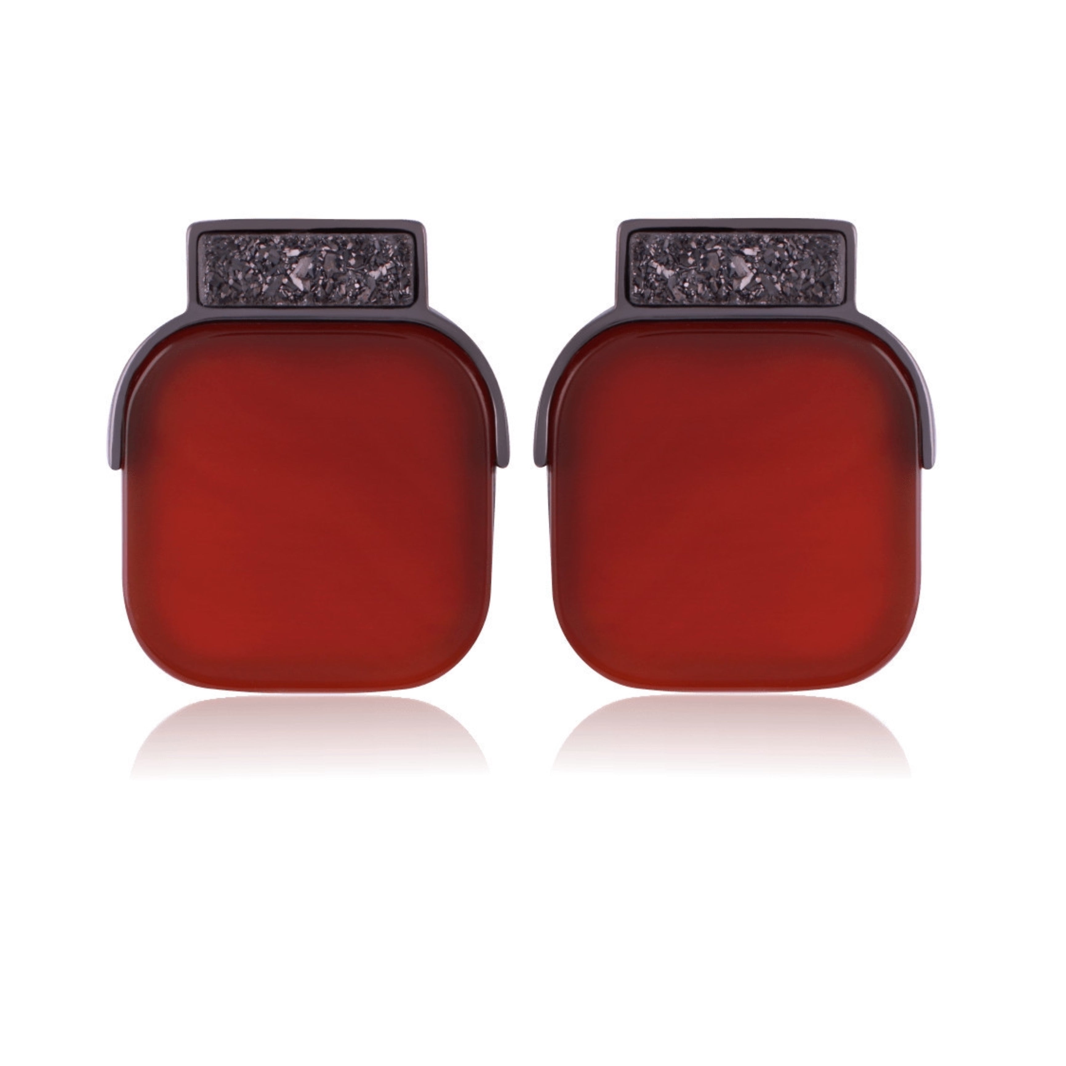 NOHO ELEGANCE EARRING - BLACK METALLIZATION PEARLIZED RED AGATE