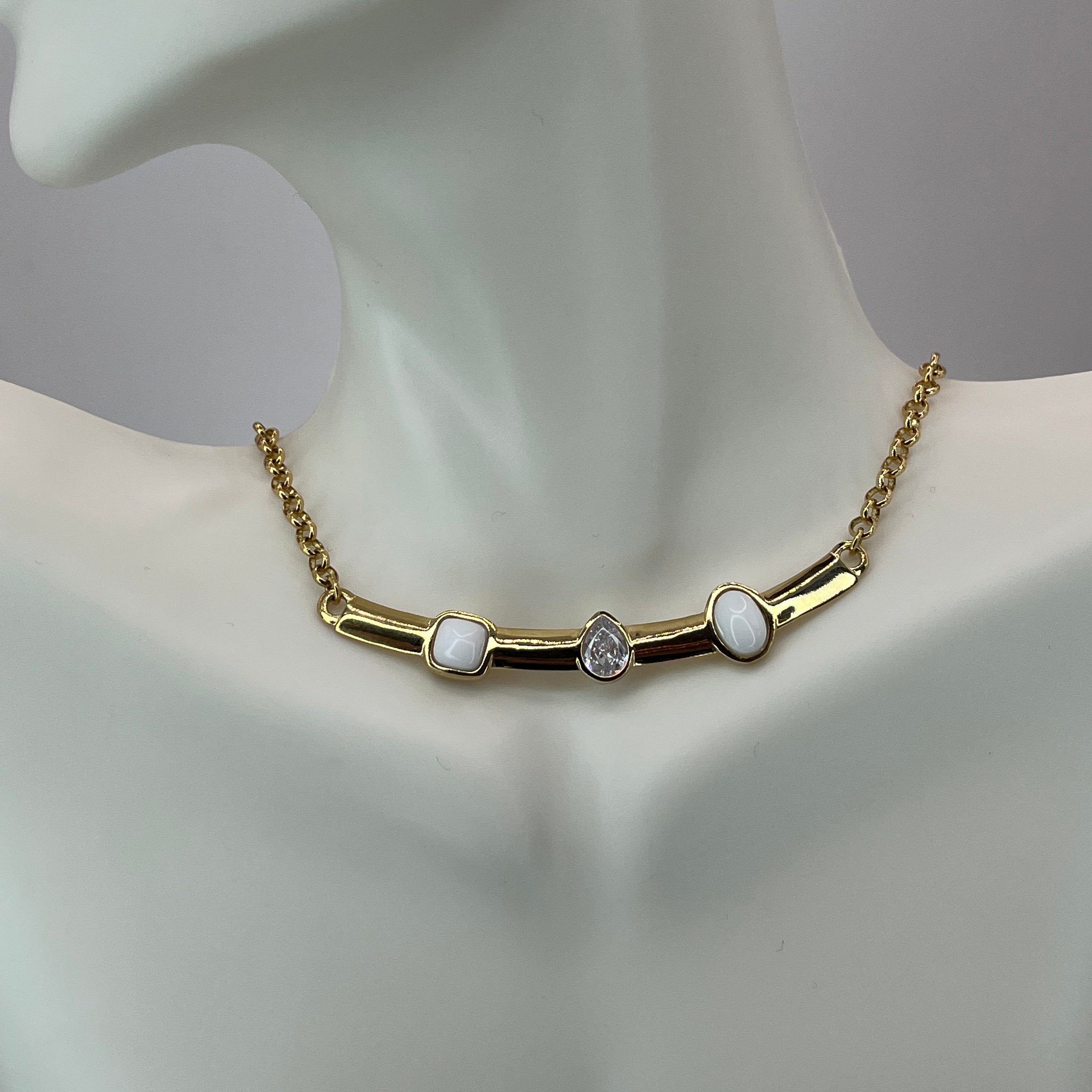 BLACK FRIDAY - NECKLACE VEENER GOLD- WHITE PORCELAIN AND ZIRCONIA