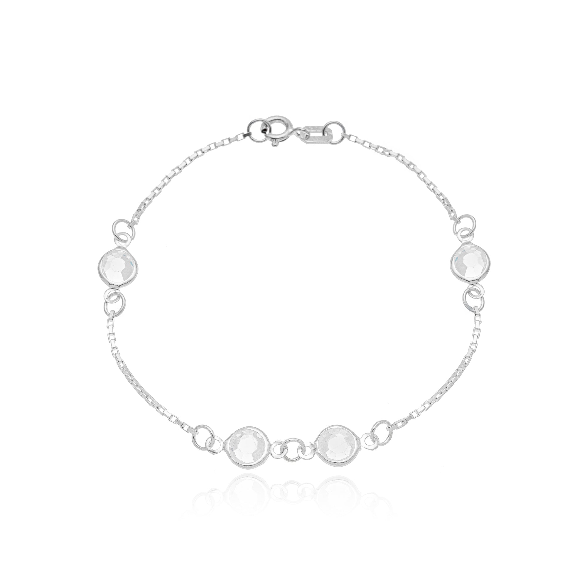 CLEAR CIRCLE SHAPE BRACELET | SILVER | ETERNAL LOVE COLLECTION | BRAINSTORM JEWELRY