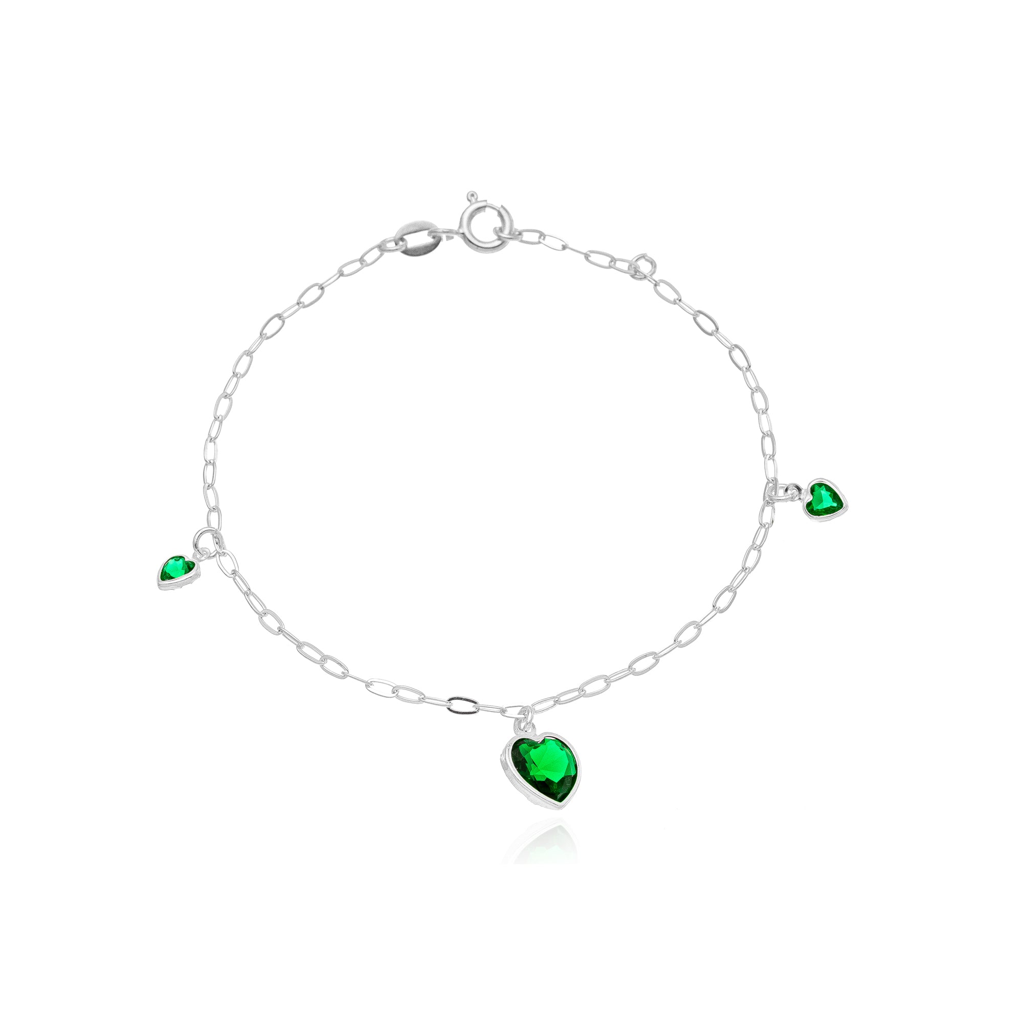 GREEN HEARTY BRACELET | SILVER | ETERNAL LOVE COLLECTION | BRAINSTORM JEWELRY