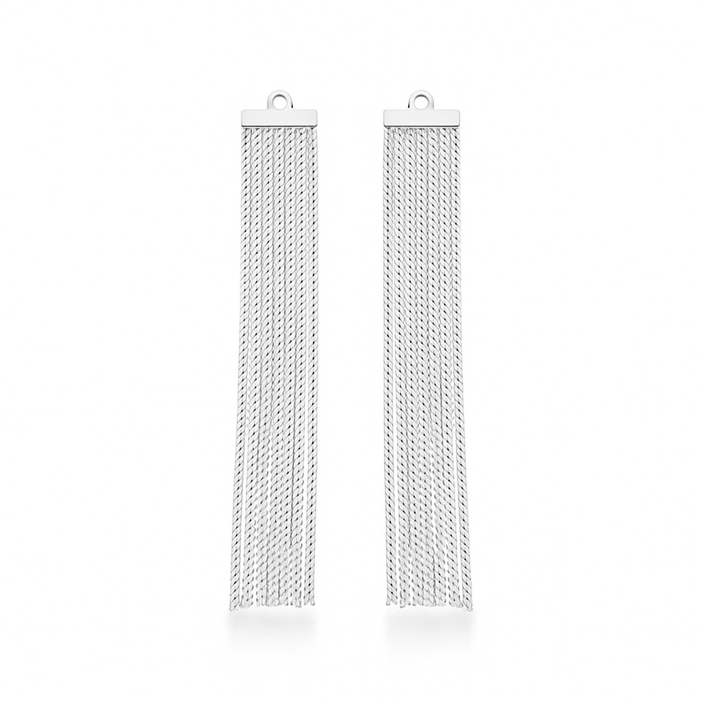 LONG THIN FRINGE EARRING ATTACHMENT – FRINGE ONLY | WHITE RHODIUM | OPULENCE | BRAINSTORM JEWELRY