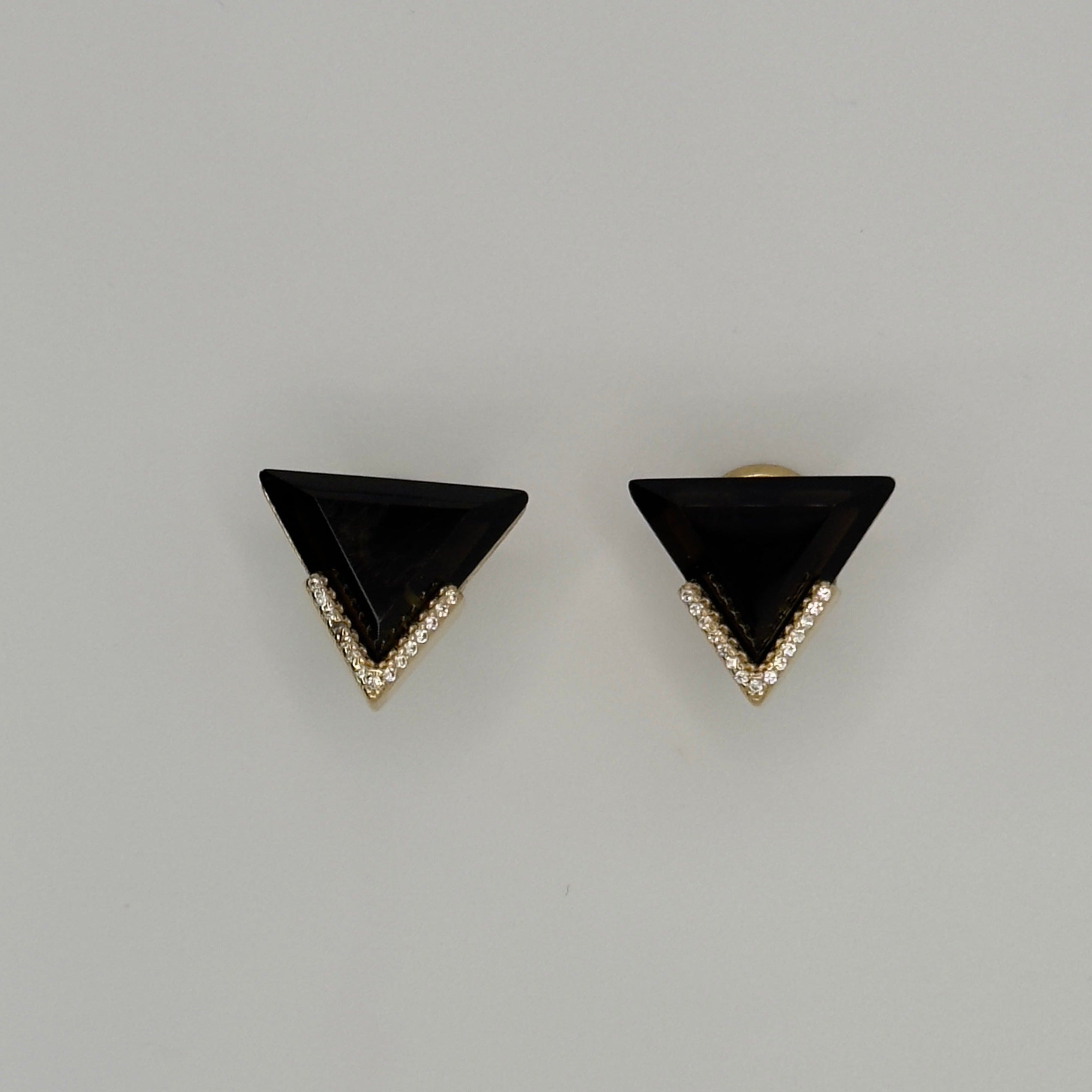 BLACK OBSIDIAN AND ZIRCONIA - EARRING