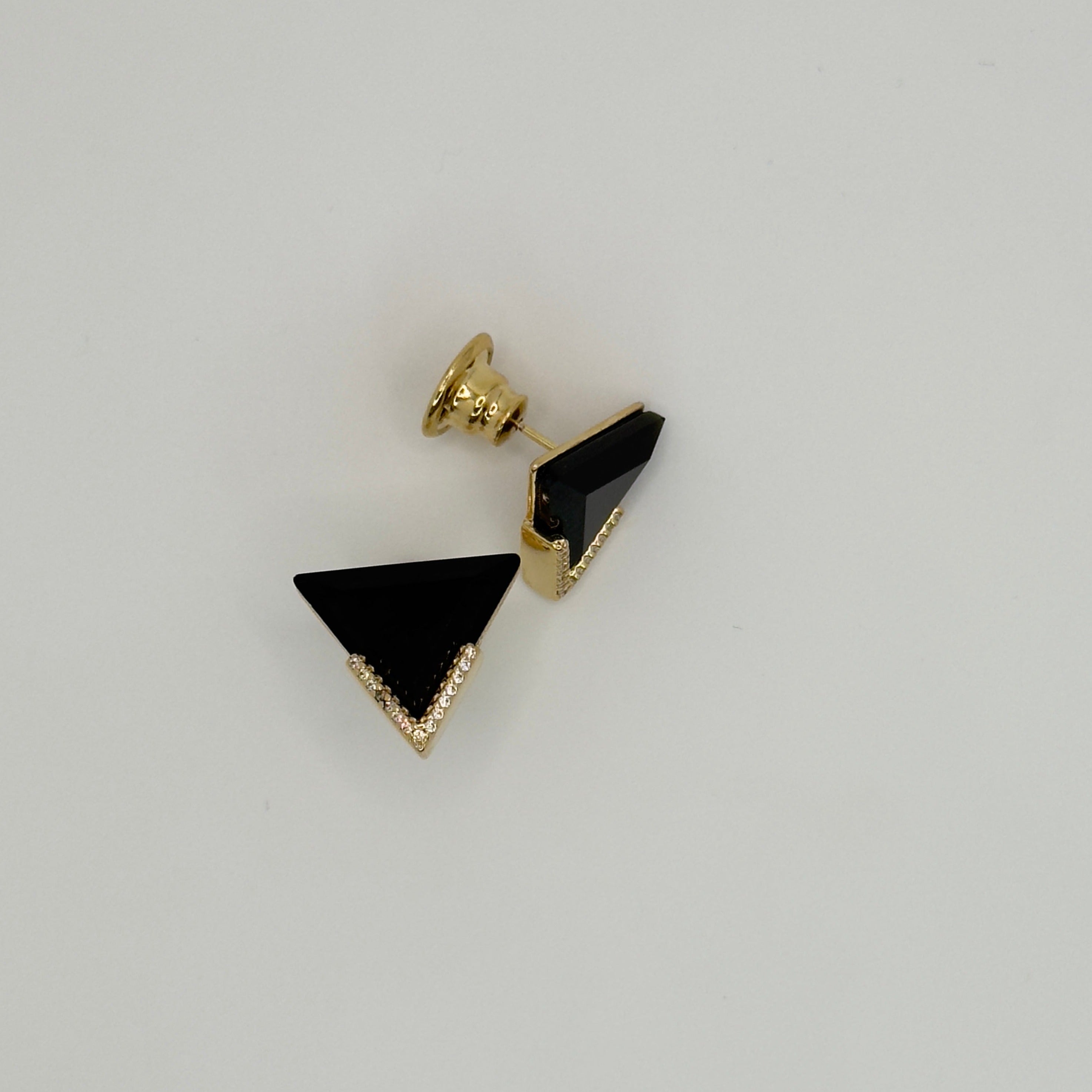 BLACK OBSIDIAN AND ZIRCONIA - EARRING