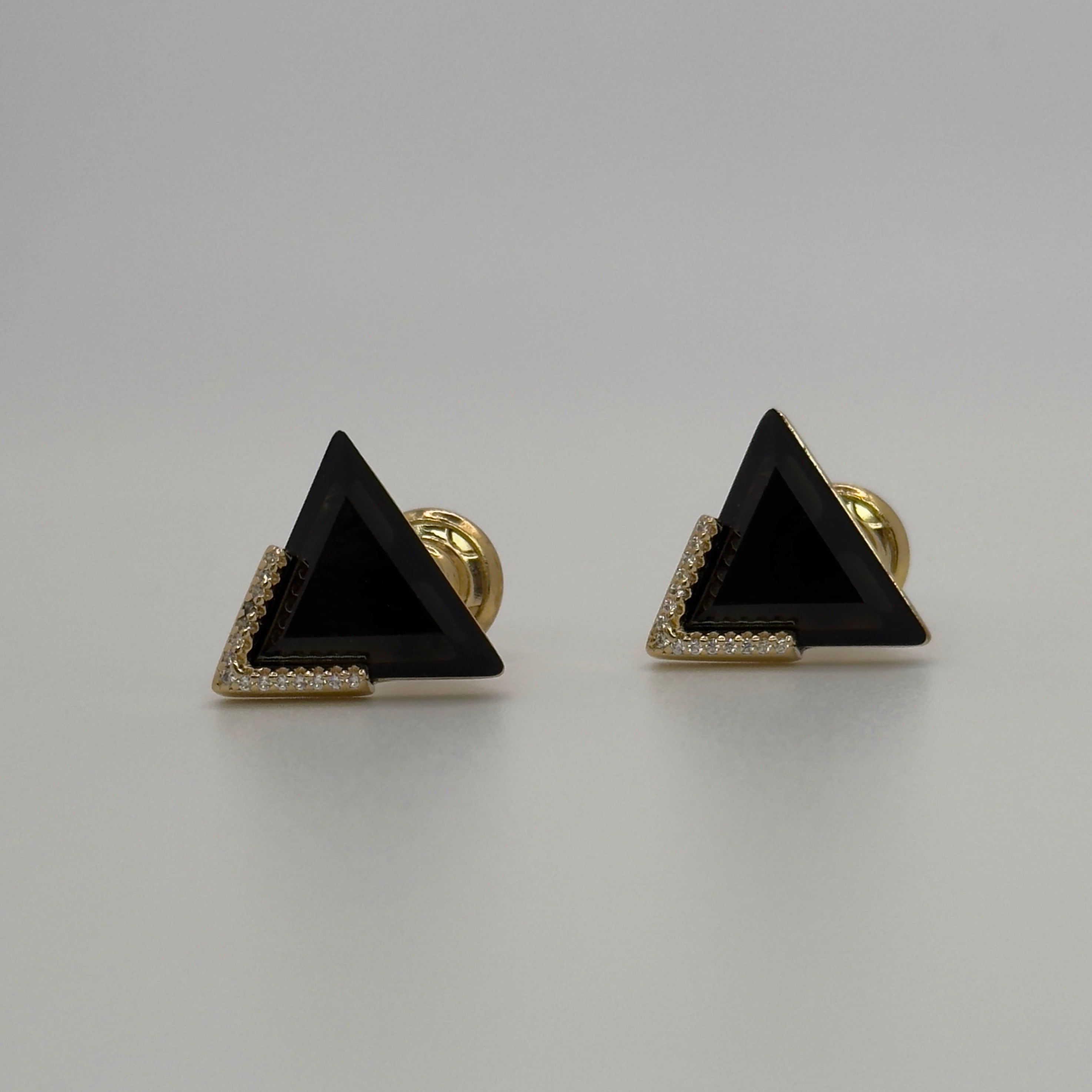 BLACK OBSIDIAN AND ZIRCONIA - EARRING