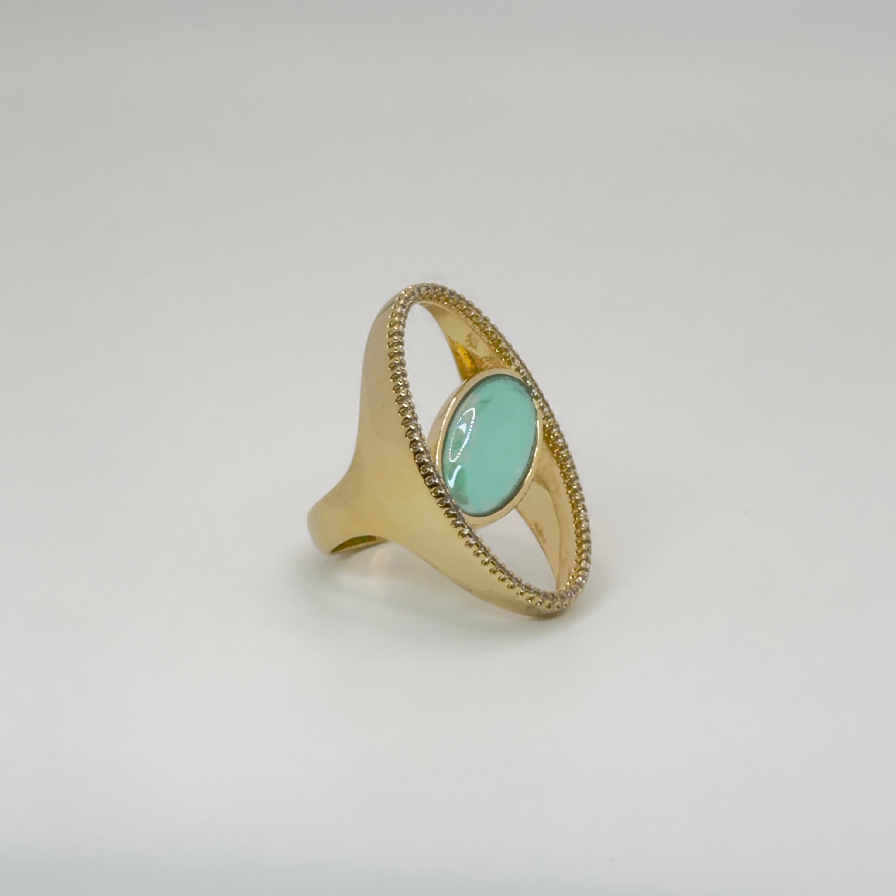 AQUAMARINE MADISON AVENUE BIG RING | GOLD PLATED | NYFW | BRAINSTORM JEWELRY