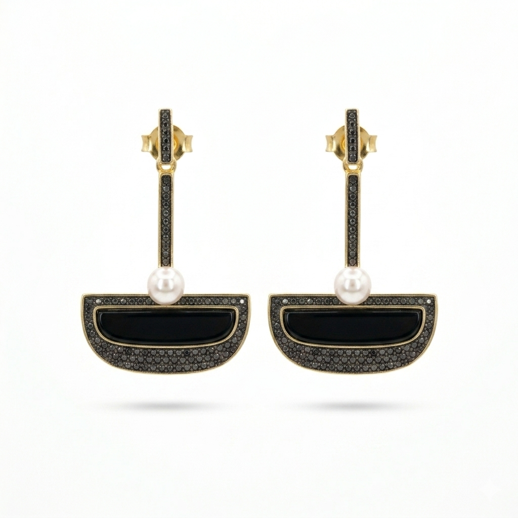 ONYX VOW EARRING | GOLD PLATED | OPULENCE | BRAINSTORM JEWELRY