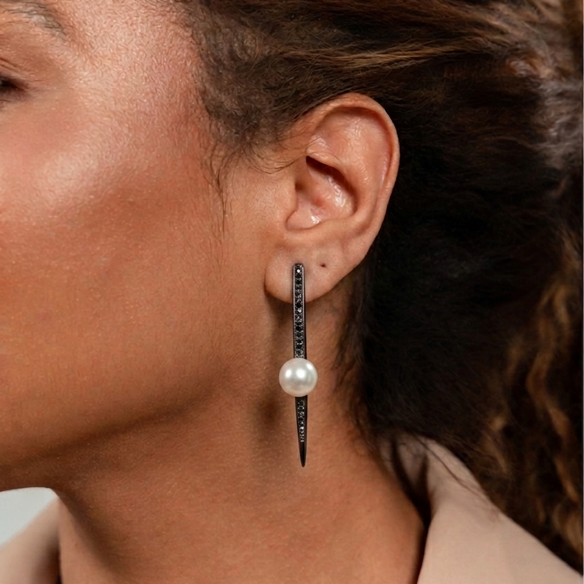 PEARL LUMINARY EARRING | BLACK RHODIUM | ECLIPSE | BRAINSTORM JEWELRY