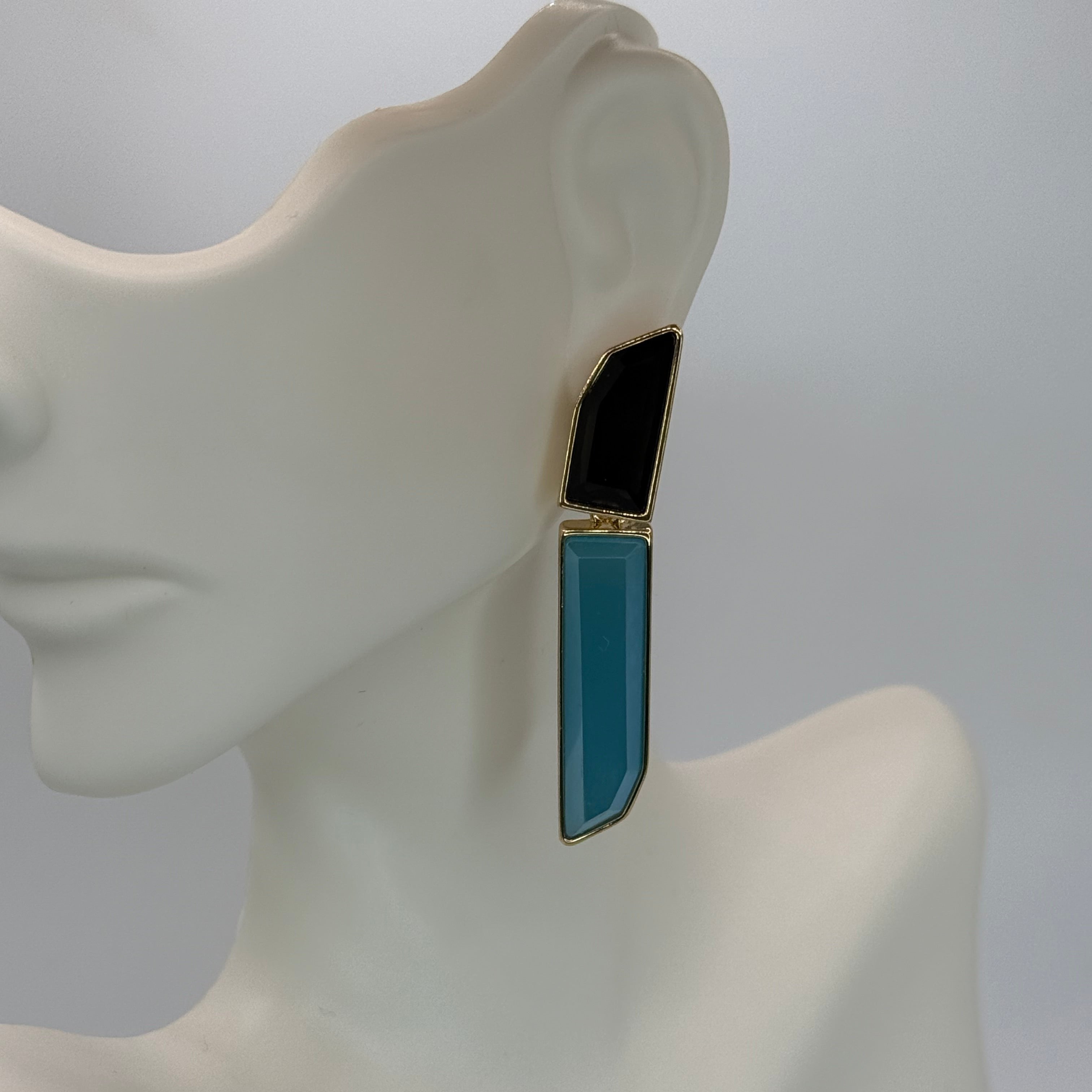 BLACK FRIDAY - BLUE AGATE AND BLACK OBSIDIAN - EARRINGS