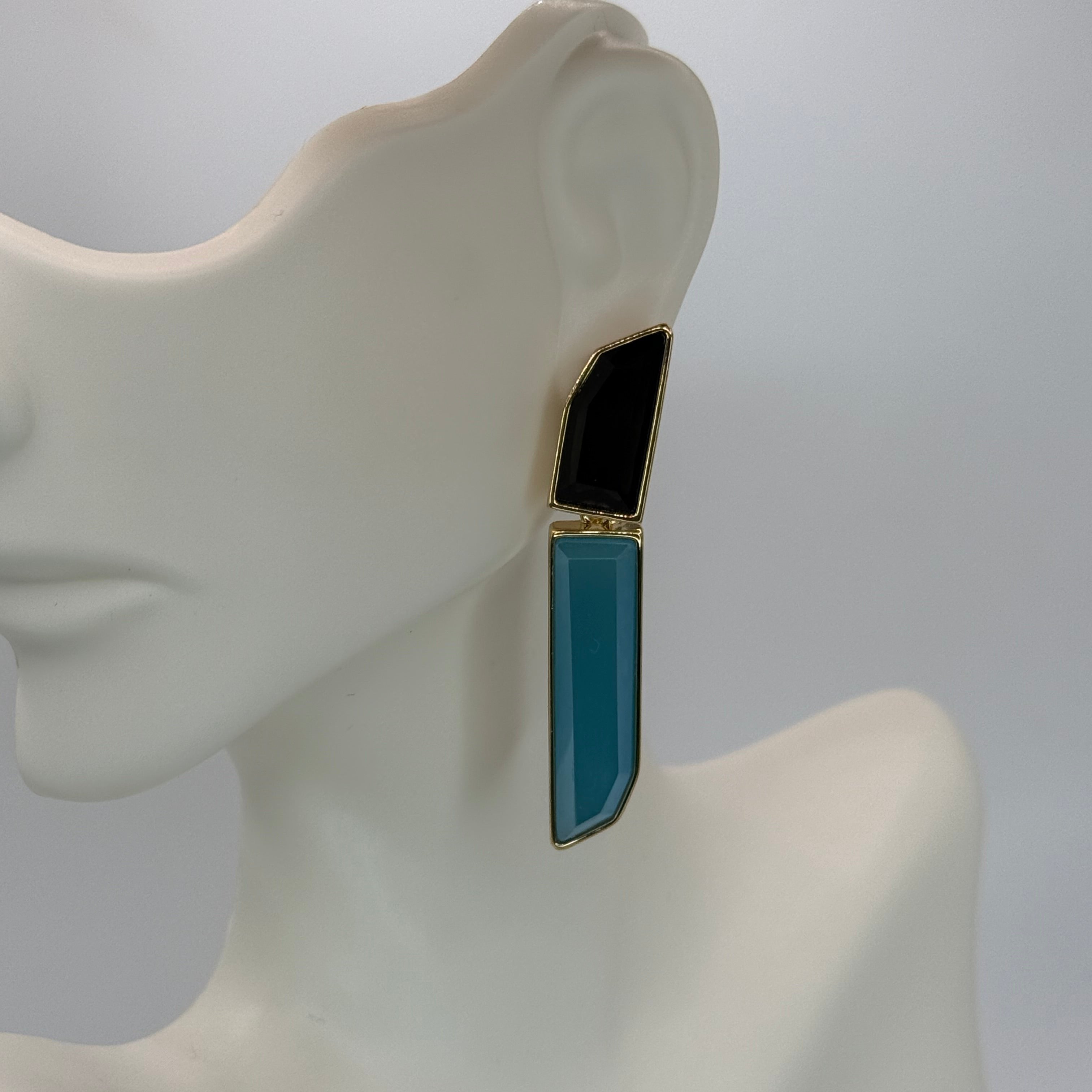 BLACK FRIDAY - BLUE AGATE AND BLACK OBSIDIAN - EARRINGS